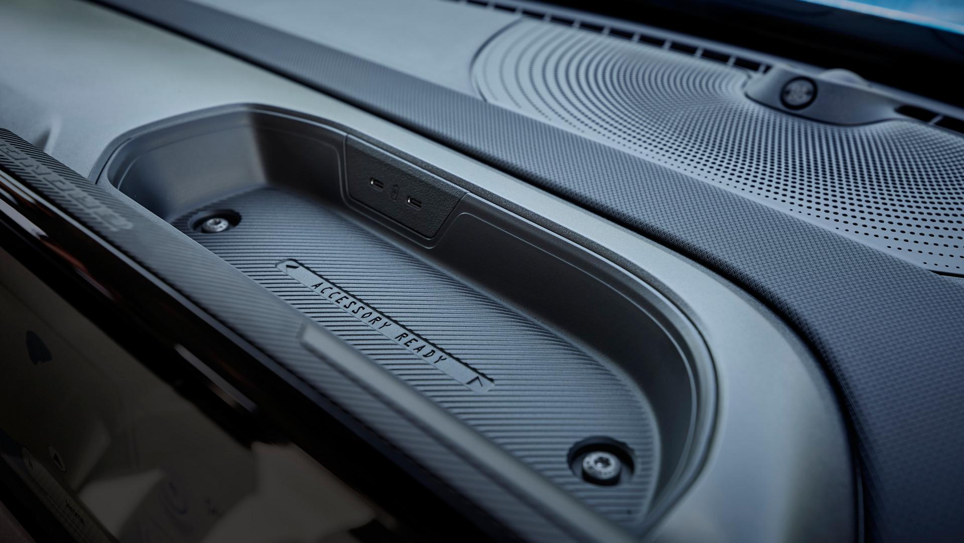 Device tray on display on the dashboard of the 2026 Ford Bronco Sport® SUV