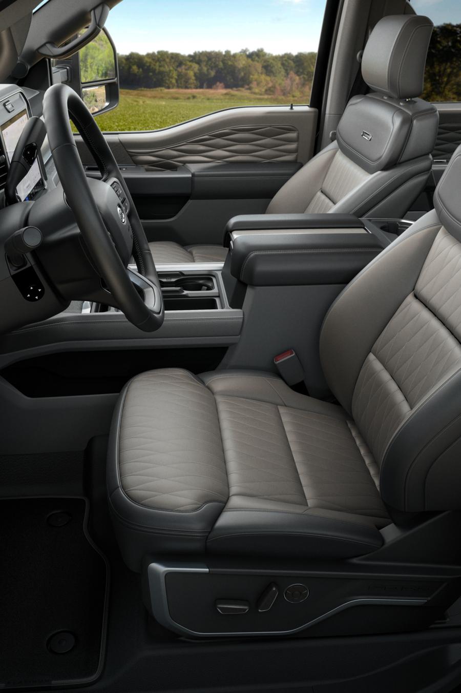 Side view of the 2026 Ford Super Duty® Platinum® Plus Package interior