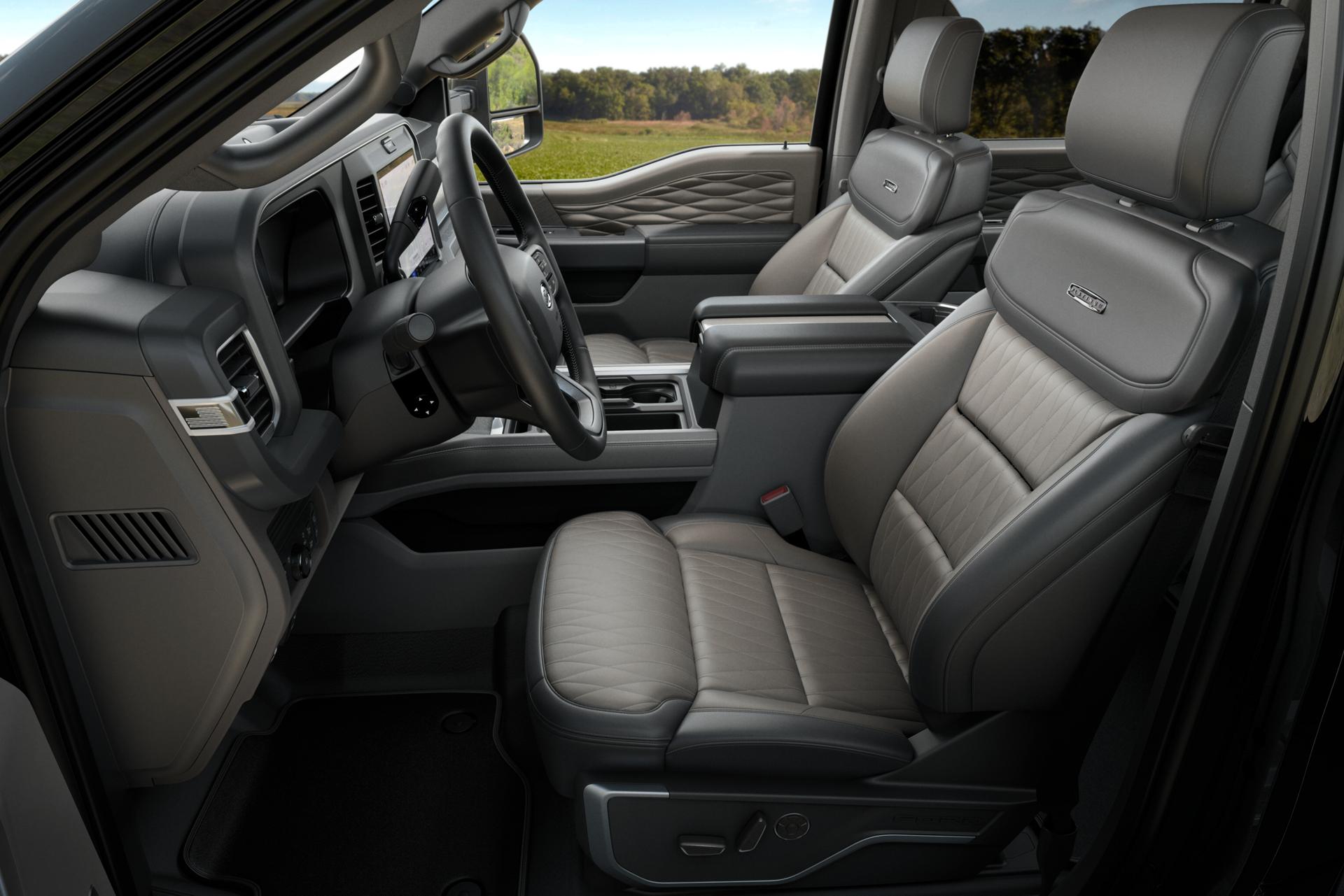 Side view of the 2026 Ford Super Duty® Platinum® Plus Package interior