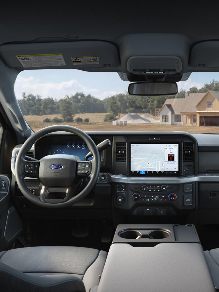 Interior view of the centre screen display inside the 2027 Ford Super Duty® XLT model with the Premium package