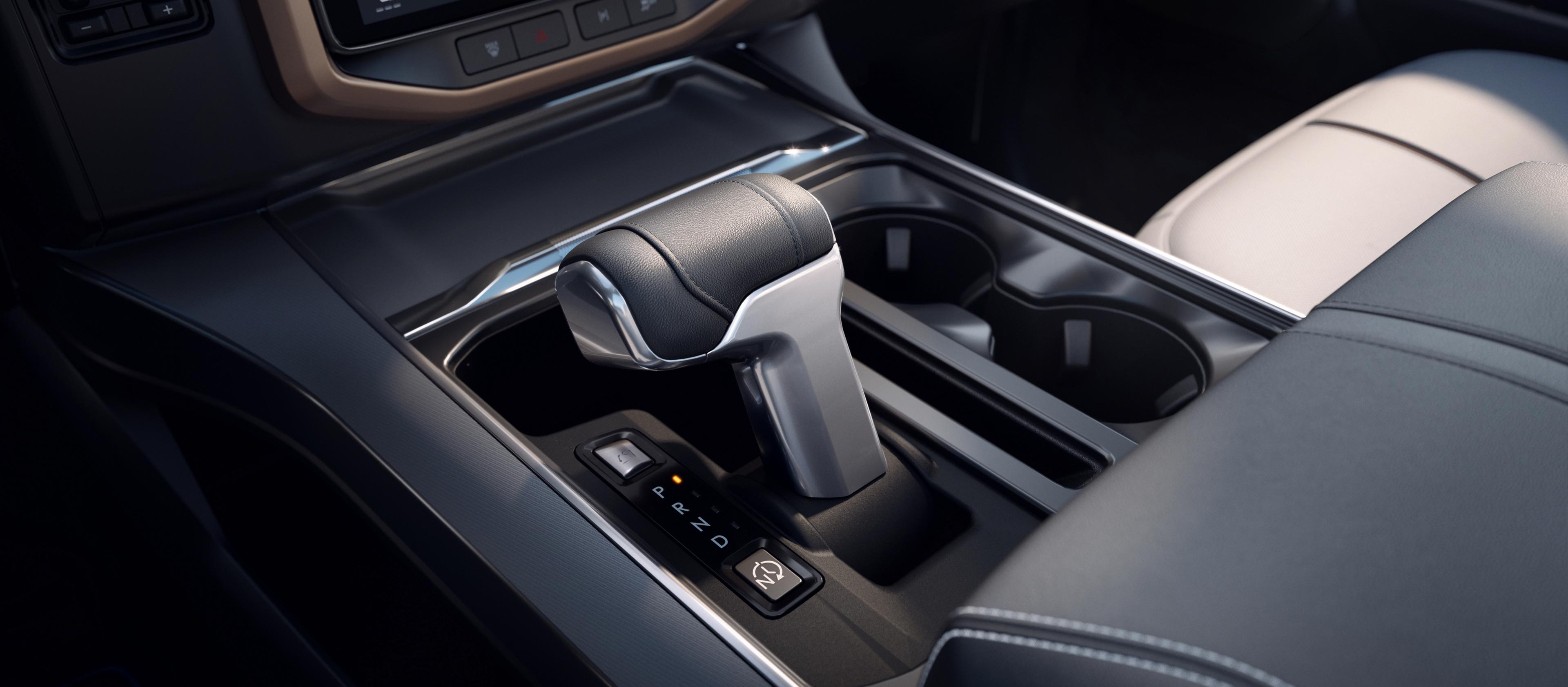 Close-up of the console in the interior of a 2025 Ford F-150® Lightning®