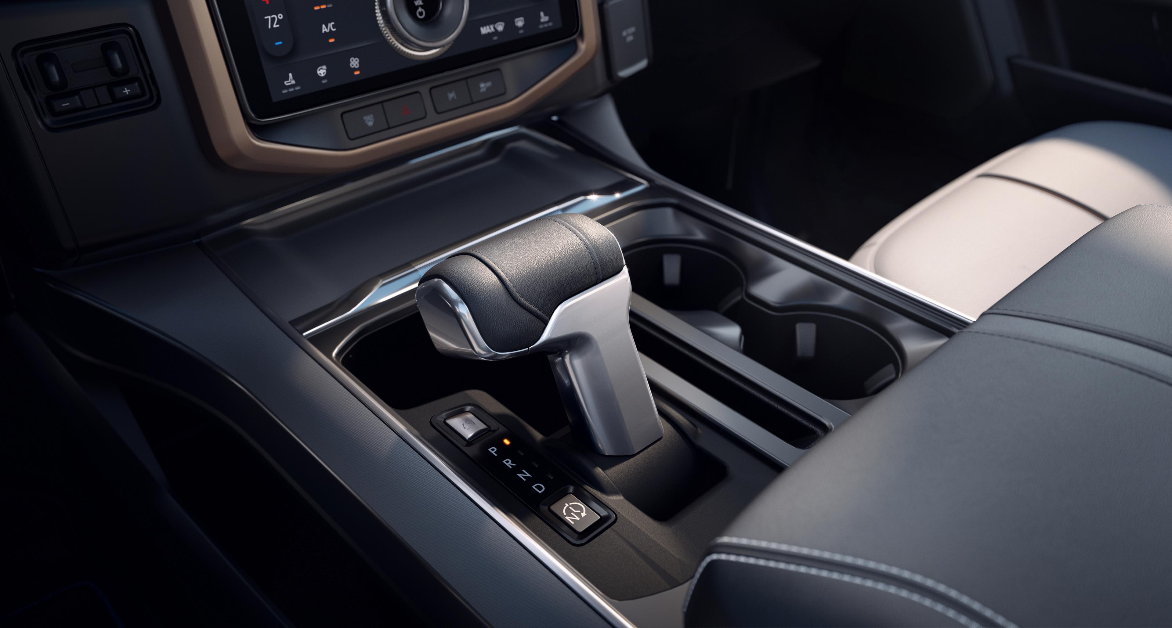 Close-up of the console in the interior of a 2025 Ford F-150® Lightning®