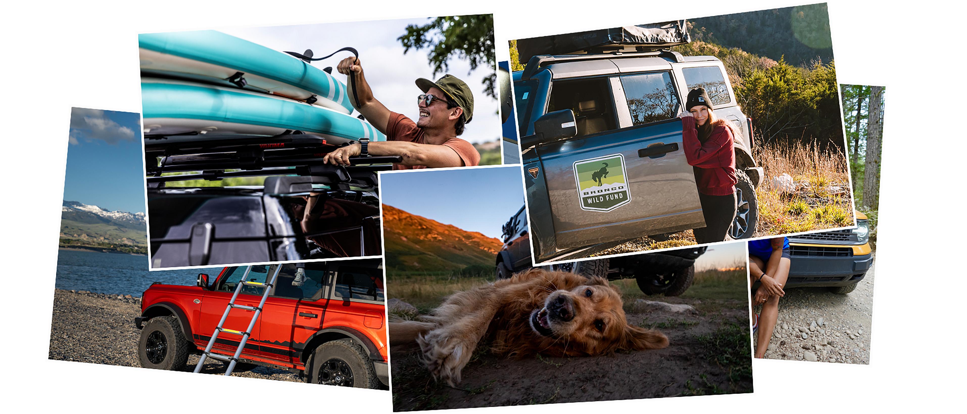 An array of photos showing Bronco® owners with their vehicles