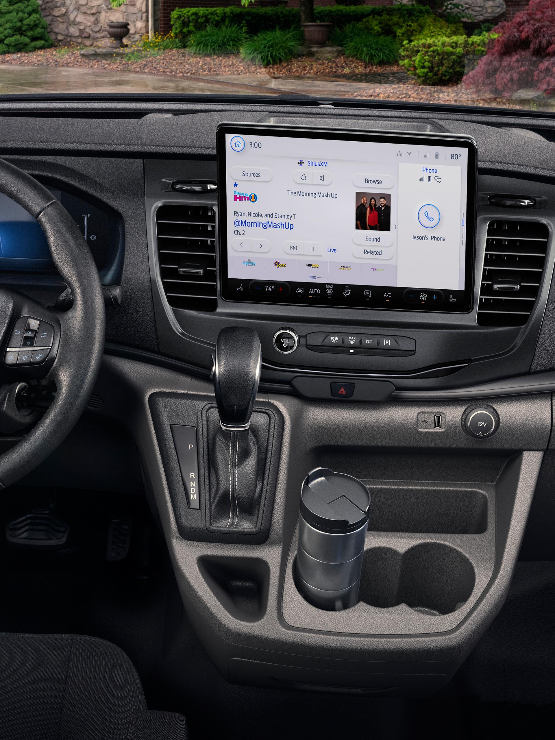 Interior dashboard view featuring a 12-inch, rectangular centre display
