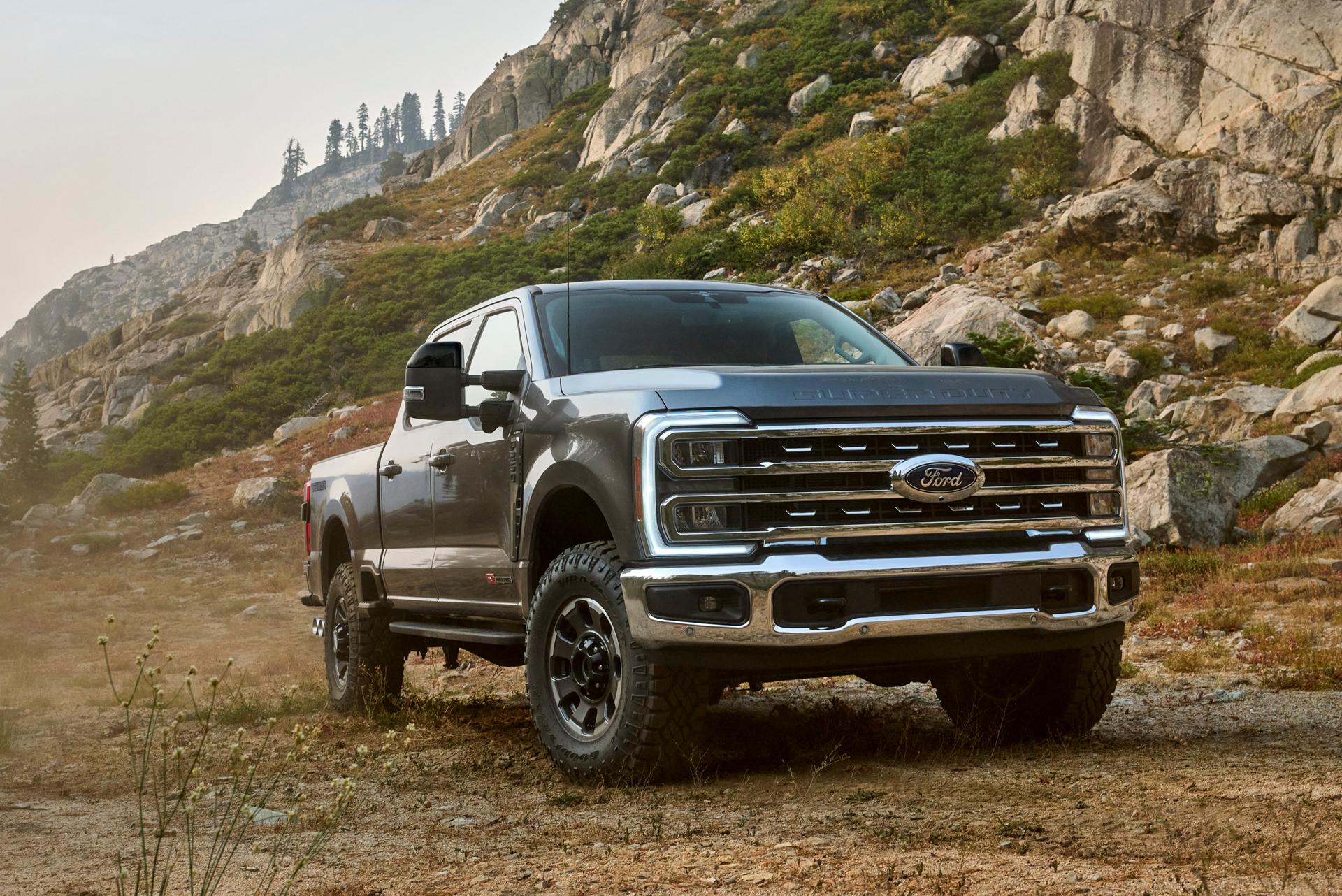 2026 Ford Super Duty® F-250® with the Tremor® Off-Road Package parked on a rocky mountain road