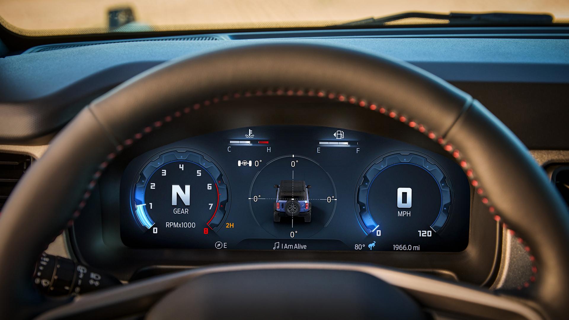 A close-up of the digital cluster on a 2026 Ford Bronco® SUV
