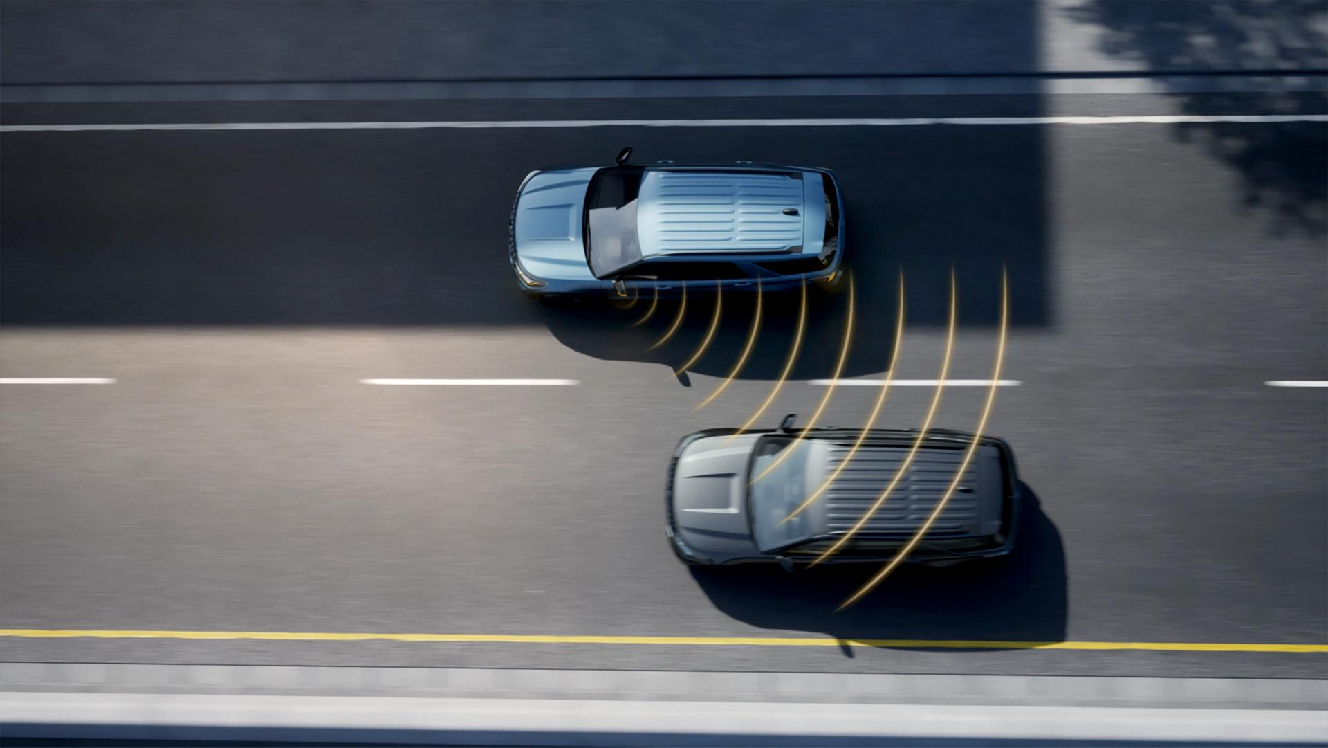 A photo illustration of sensor lines emitting from a 2026 Ford Explorer® SUV