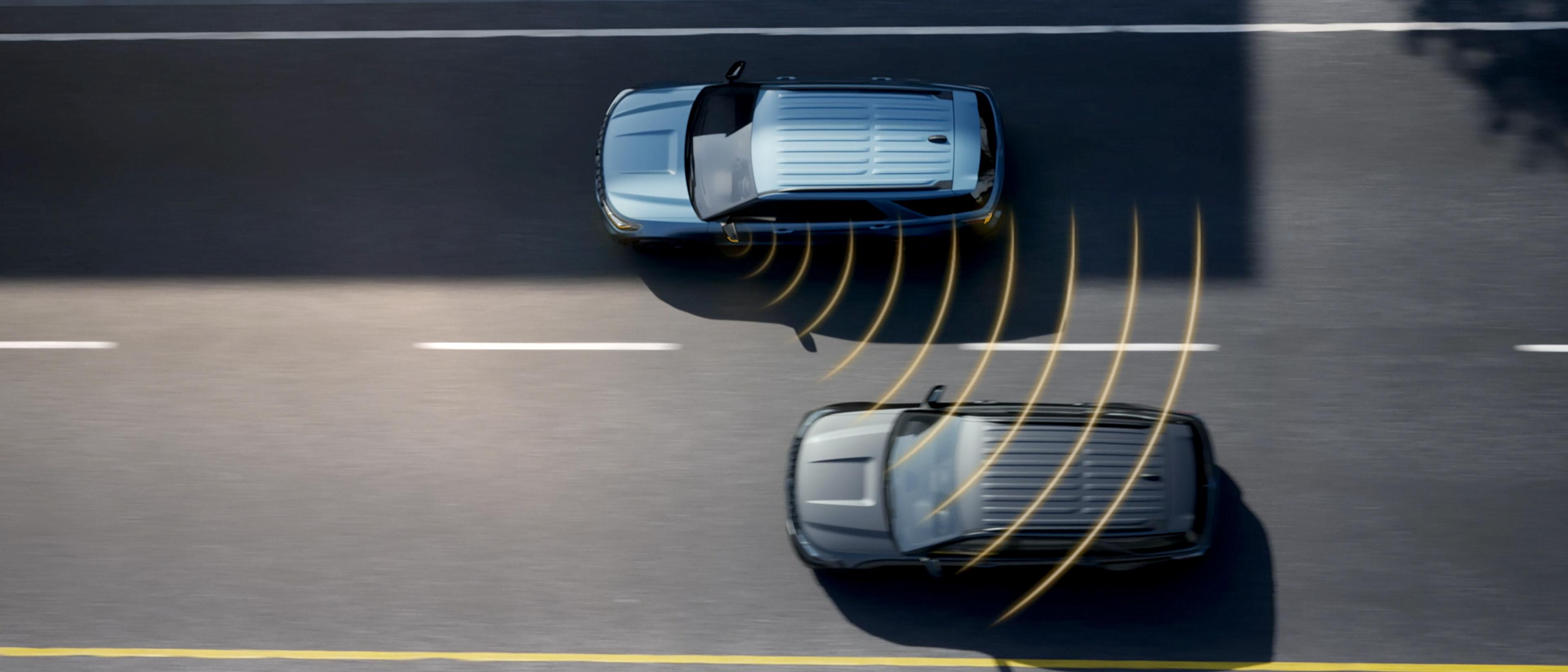 A photo illustration of sensor lines emitting from a 2026 Ford Explorer® SUV