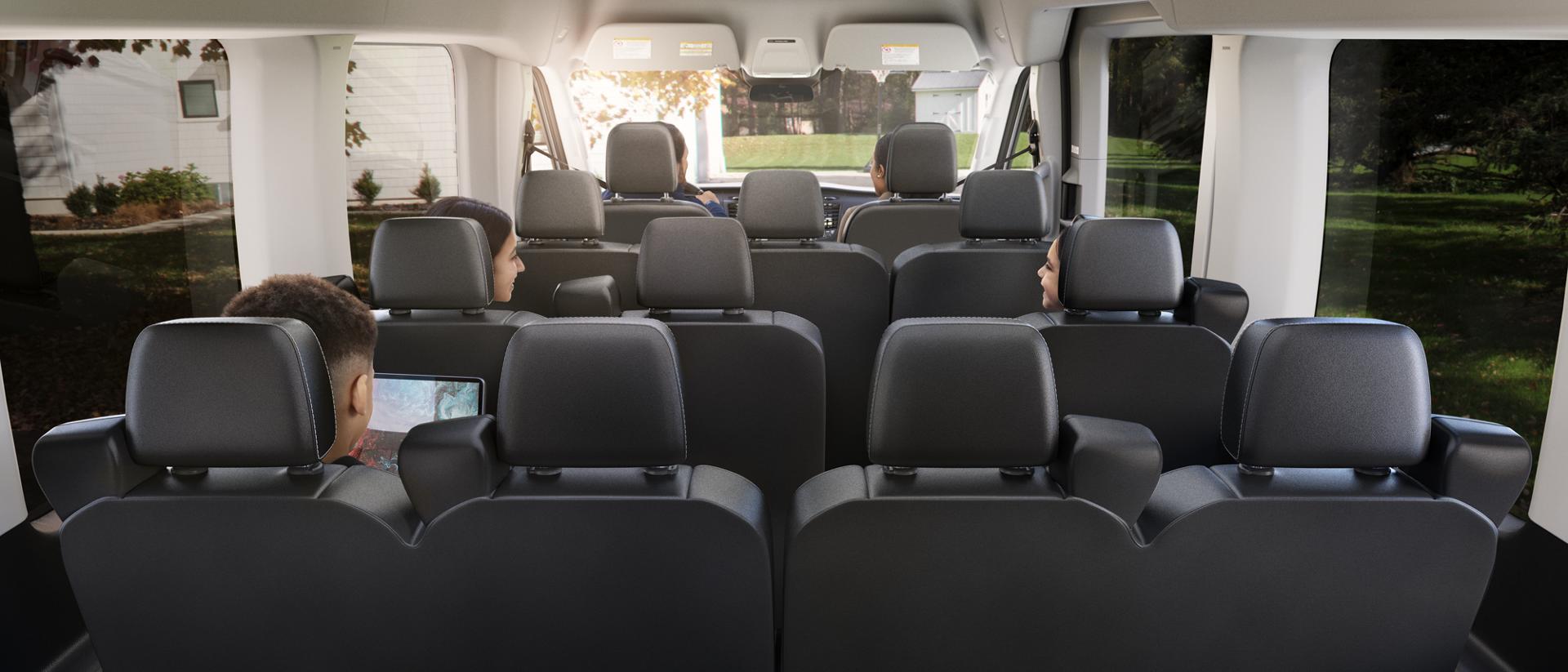 View from the rear of the 2025 Ford Transit® van interior