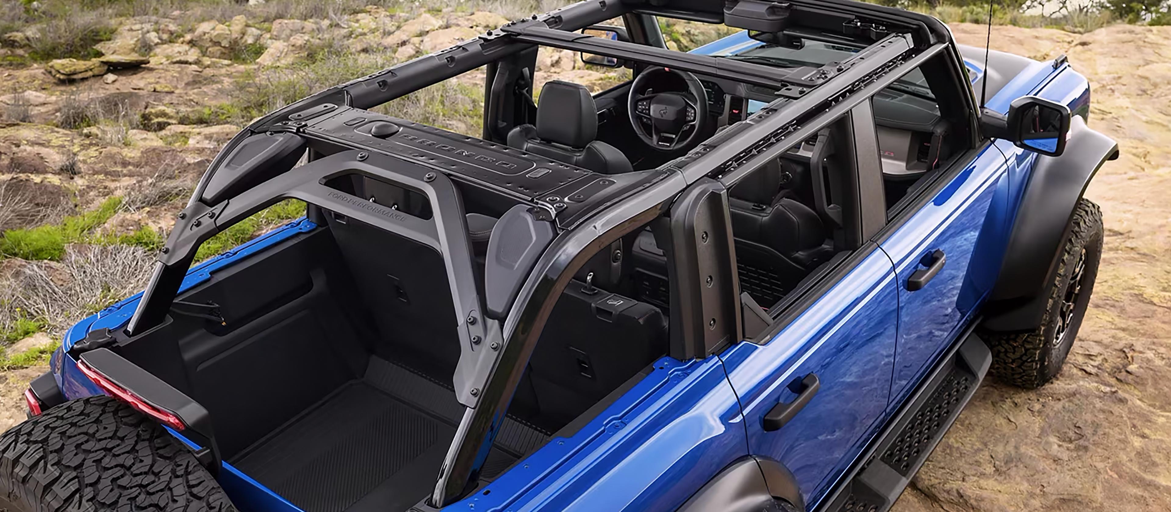A 2025 Ford Bronco® Raptor® SUV with the roof removed