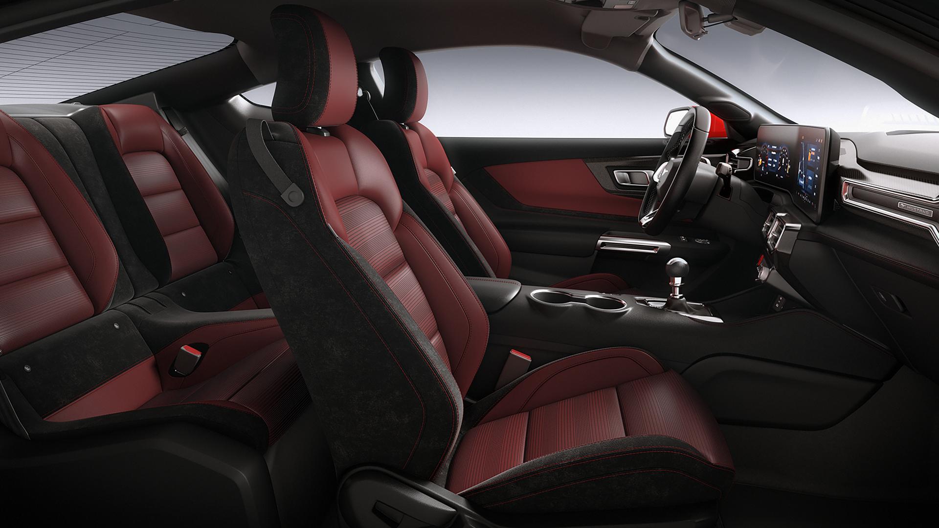 2026 Ford Mustang® interior showing the available Carmine Red interior environment