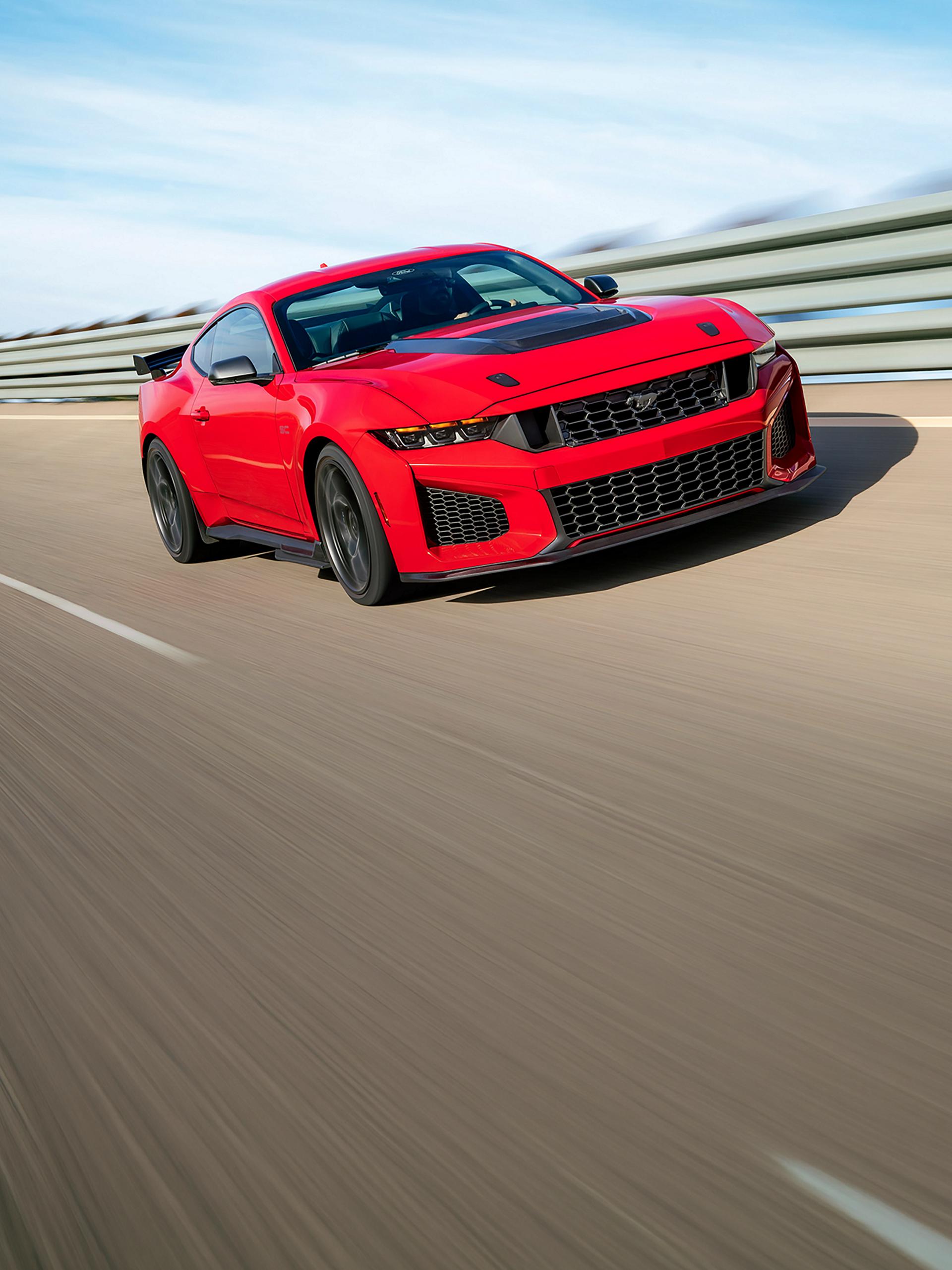 2026 Ford Mustang® Dark Horse® SC model being driven on a closed course