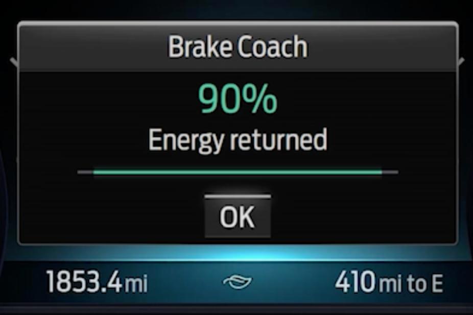 Ford Brake Coach Display feature on the in-vehicle screen.