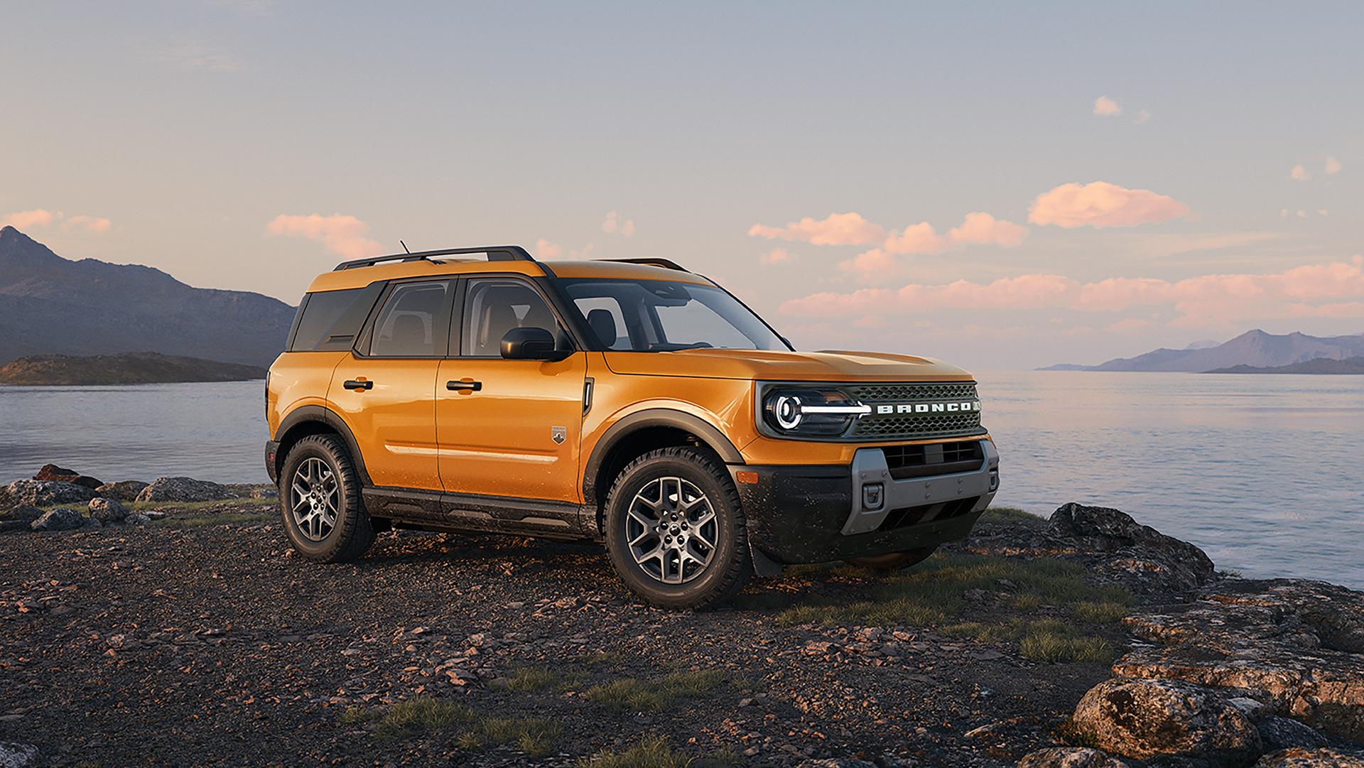 A 2026 Ford Bronco Sport® parked on gravel next to a lake