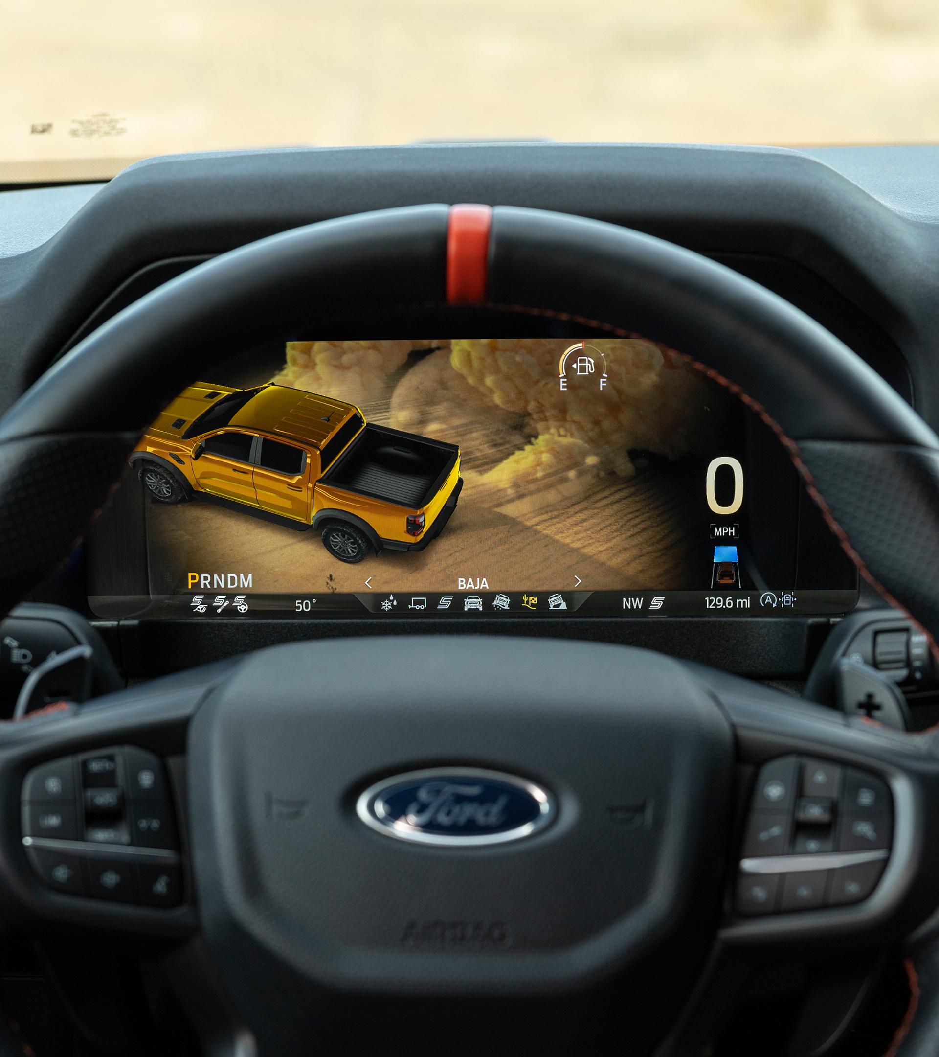 Close-up view of the cluster display inside the 2026 Ford Ranger® truck