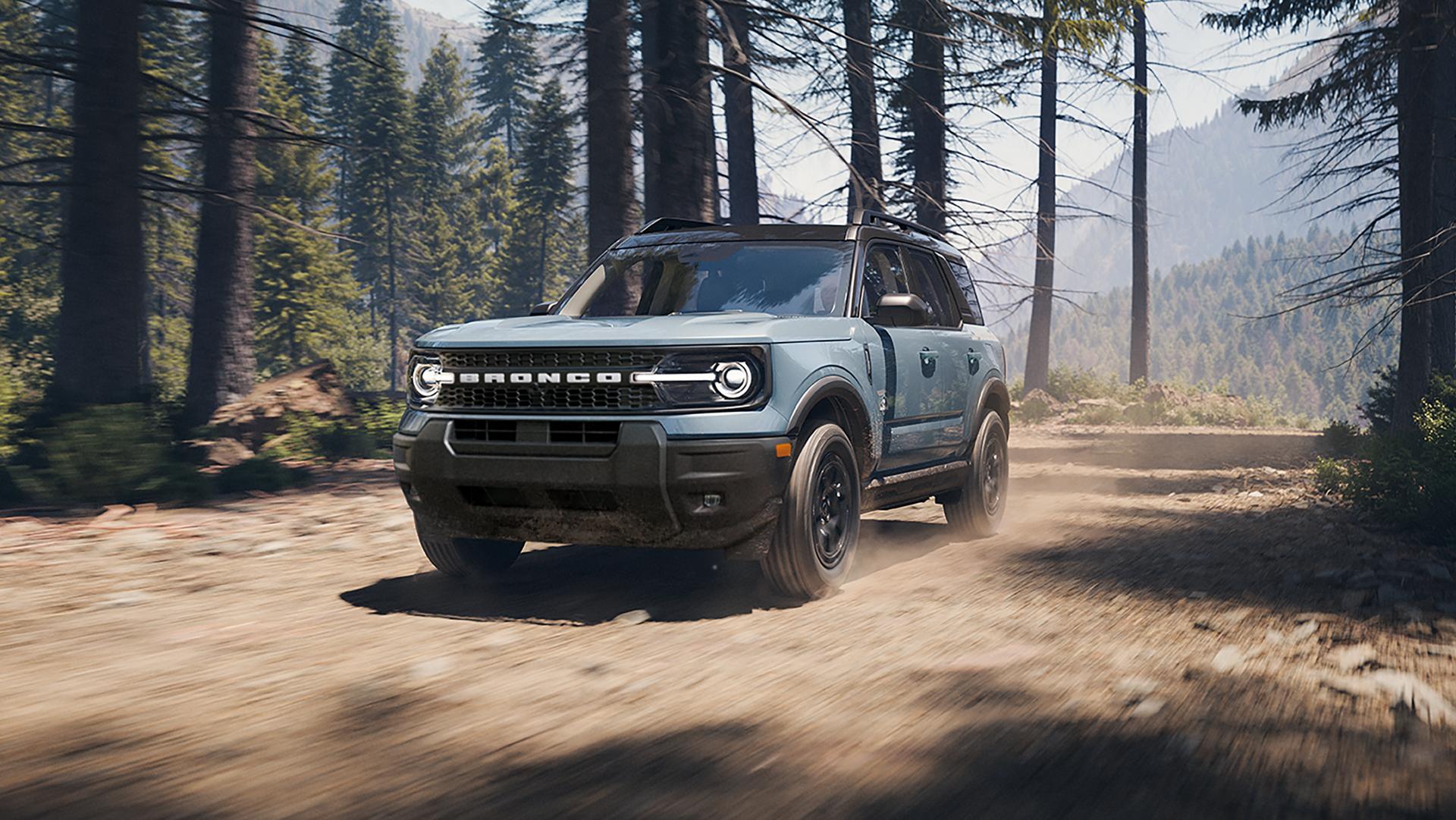 A 2026 Ford Bronco Sport® SUV being driven on a dirt trail