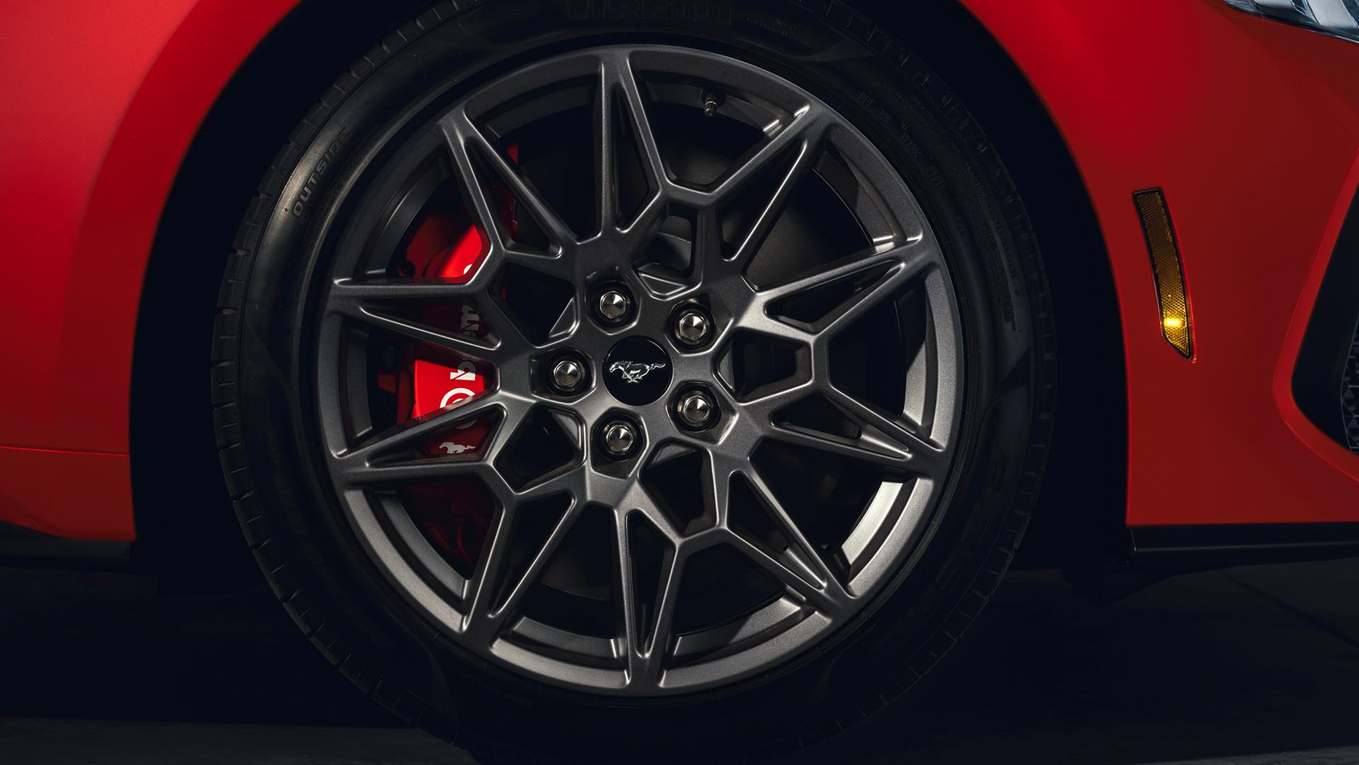 2025 Ford Mustang® wheel with available Red Brembo™ brake caliper