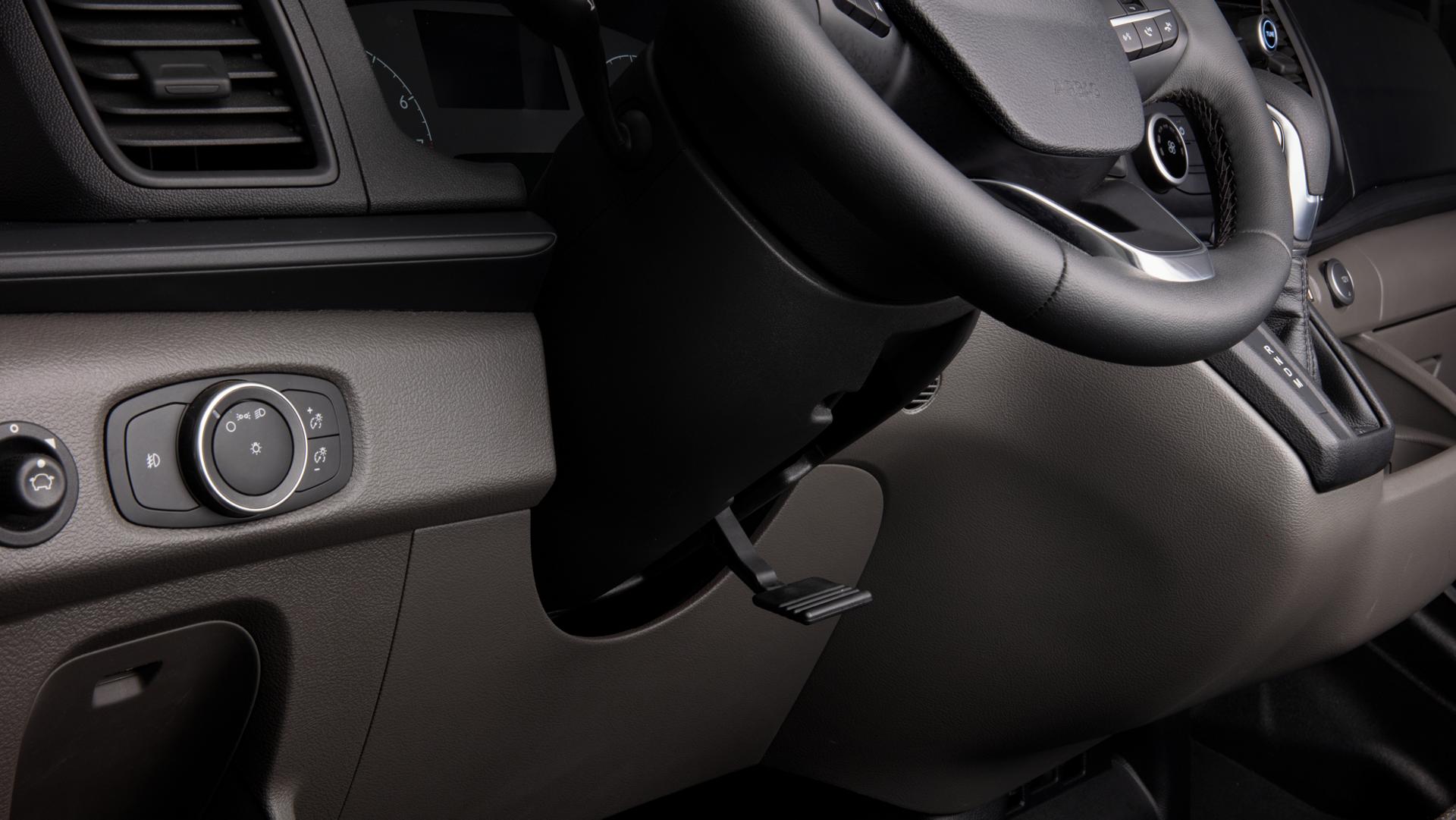 Close-up of the 2025 Ford Transit® Van steering wheel lever