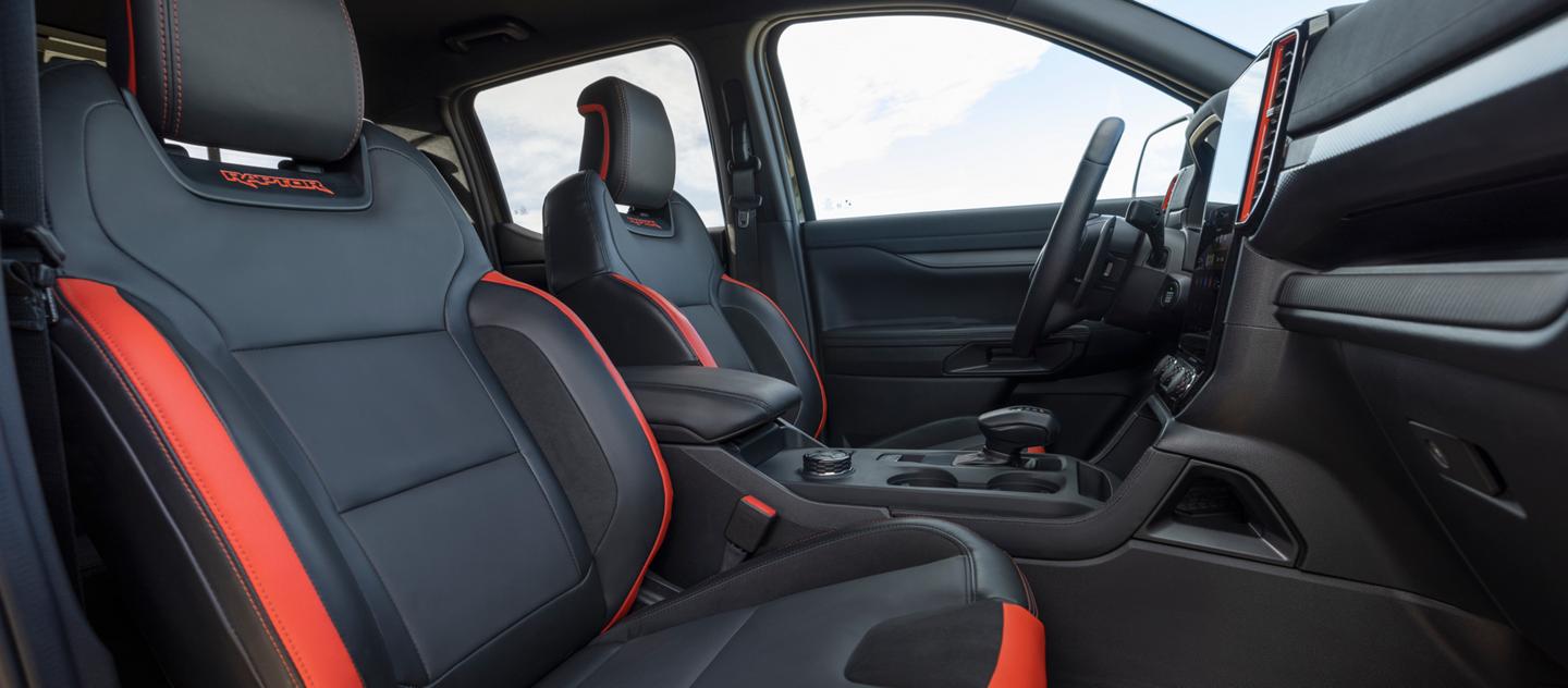 Interior view of the 2026 Ford Ranger® Raptor® truck