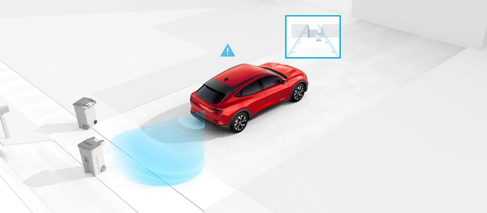 Computer-generated image demonstrating the Pre-Collision Assist features of the 2026 Ford Mustang Mach-E® SUV