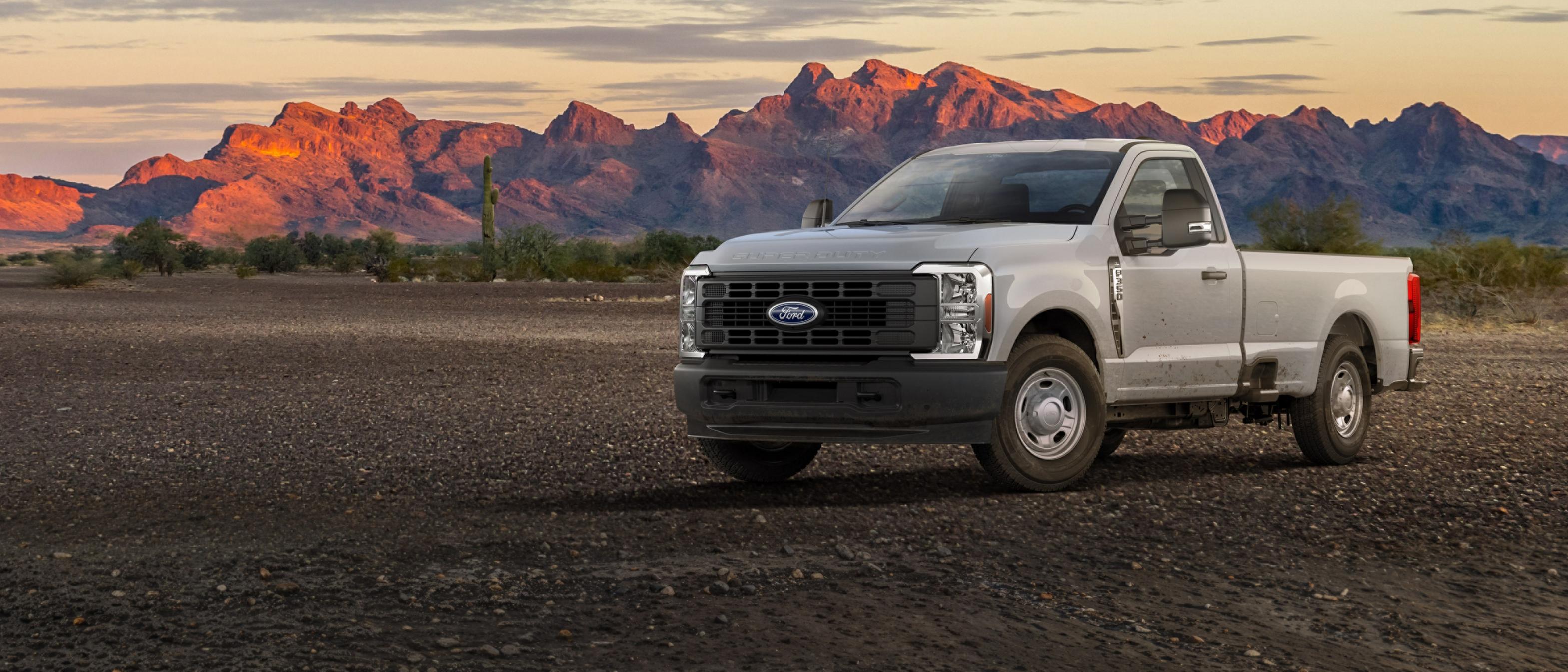 2026 Ford Super Duty® F-350® XL model parked on gravel with mountains in the background