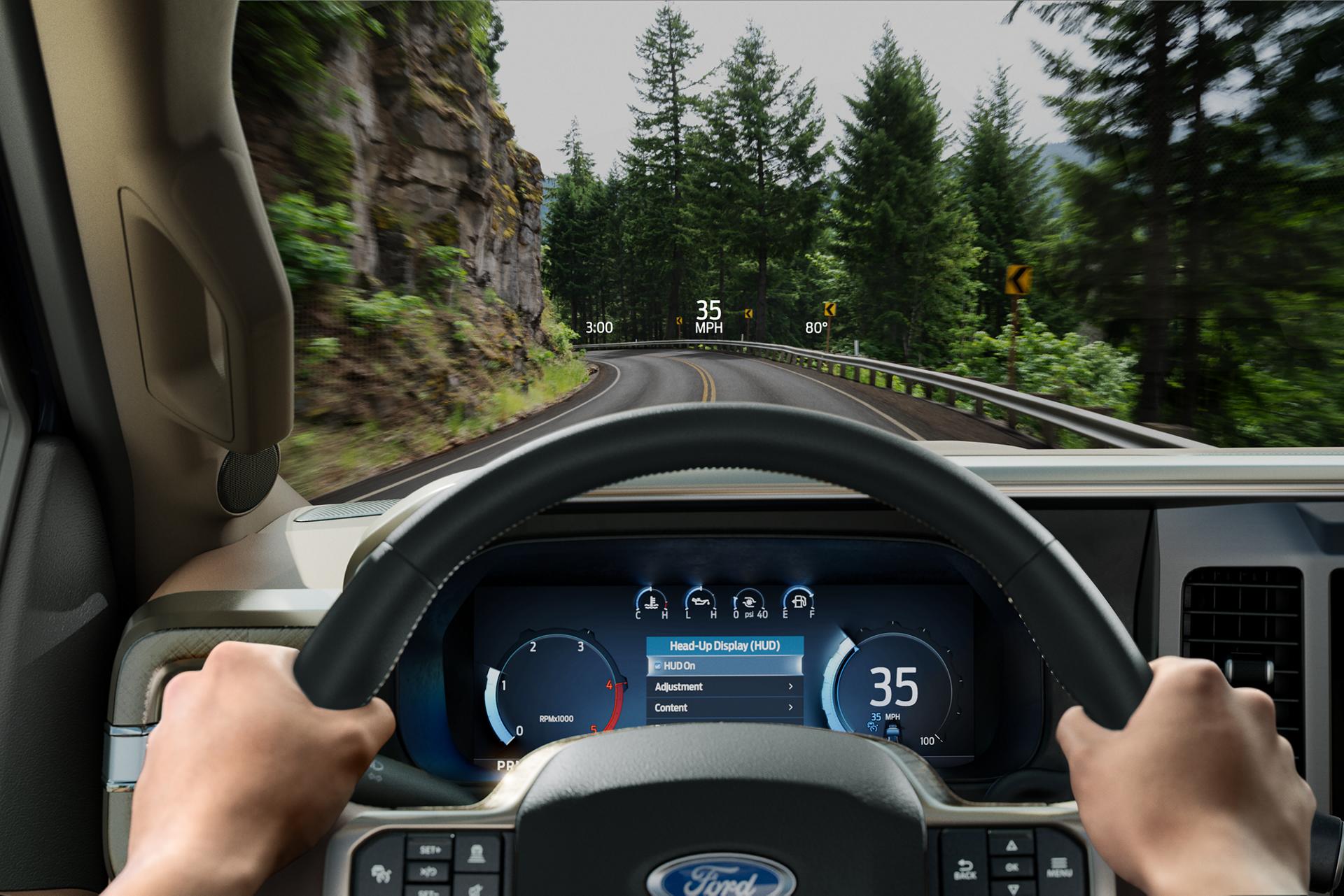 Driver perspective of the head-up display feature