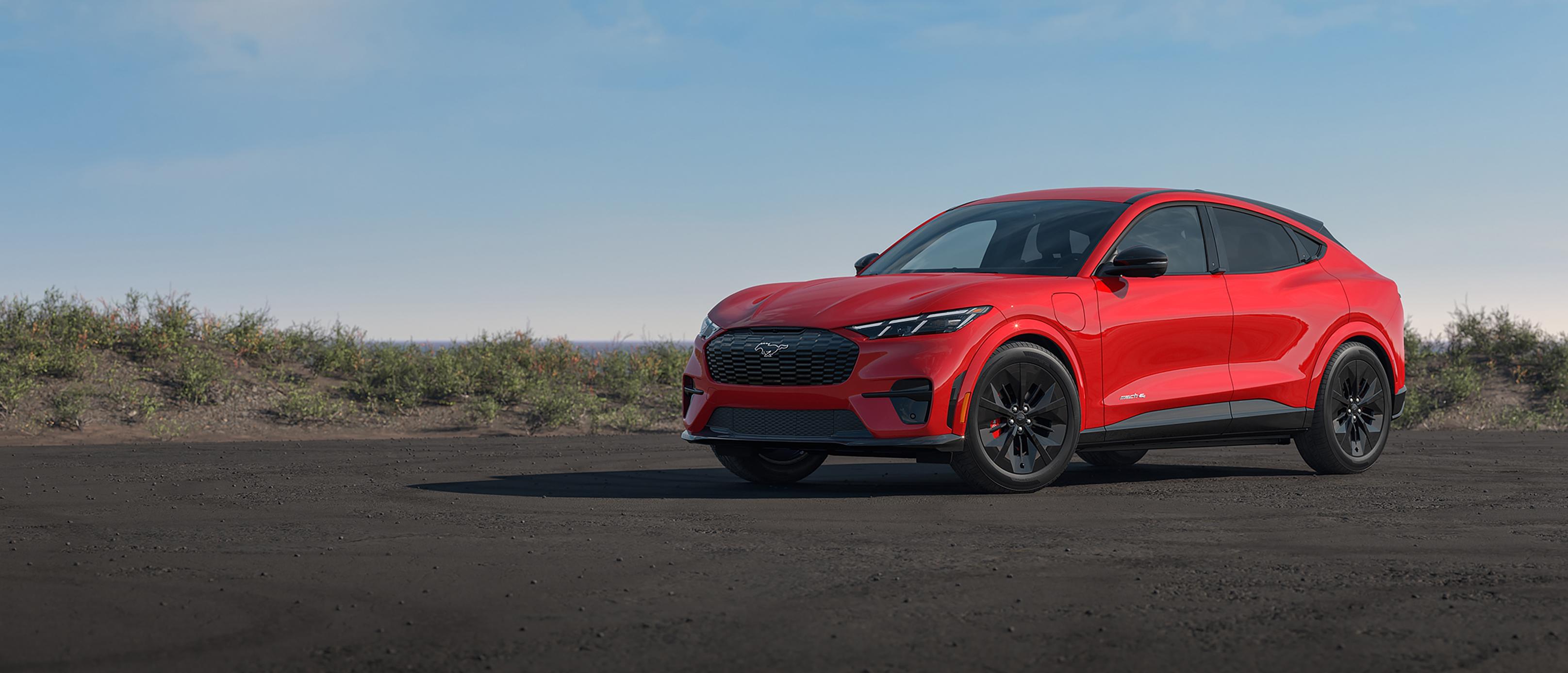 Official Ford Canada image of a red 2026 Mustang Mach-E GT