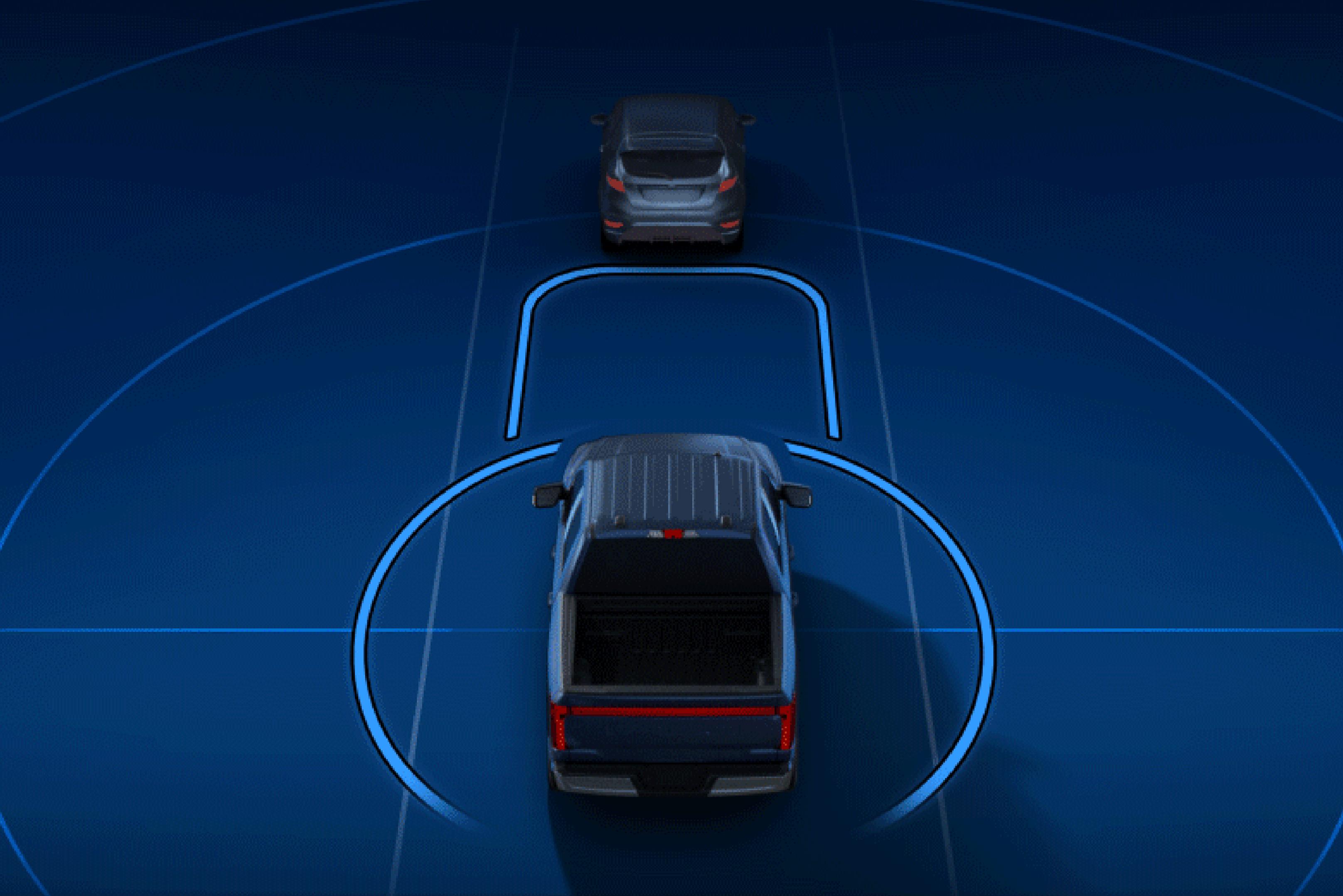 Sensors observing the area around a 2025 Ford F-150® Lightning® pickup