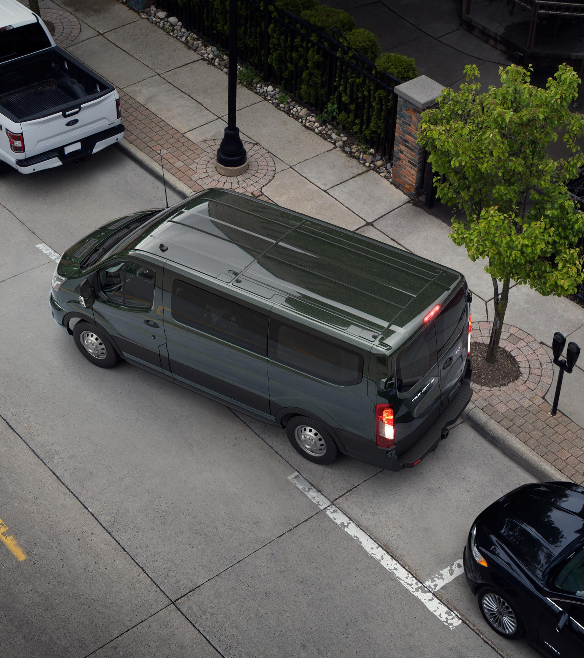 Overhead shot of a 2025 Ford Transit® Van being parallel parked