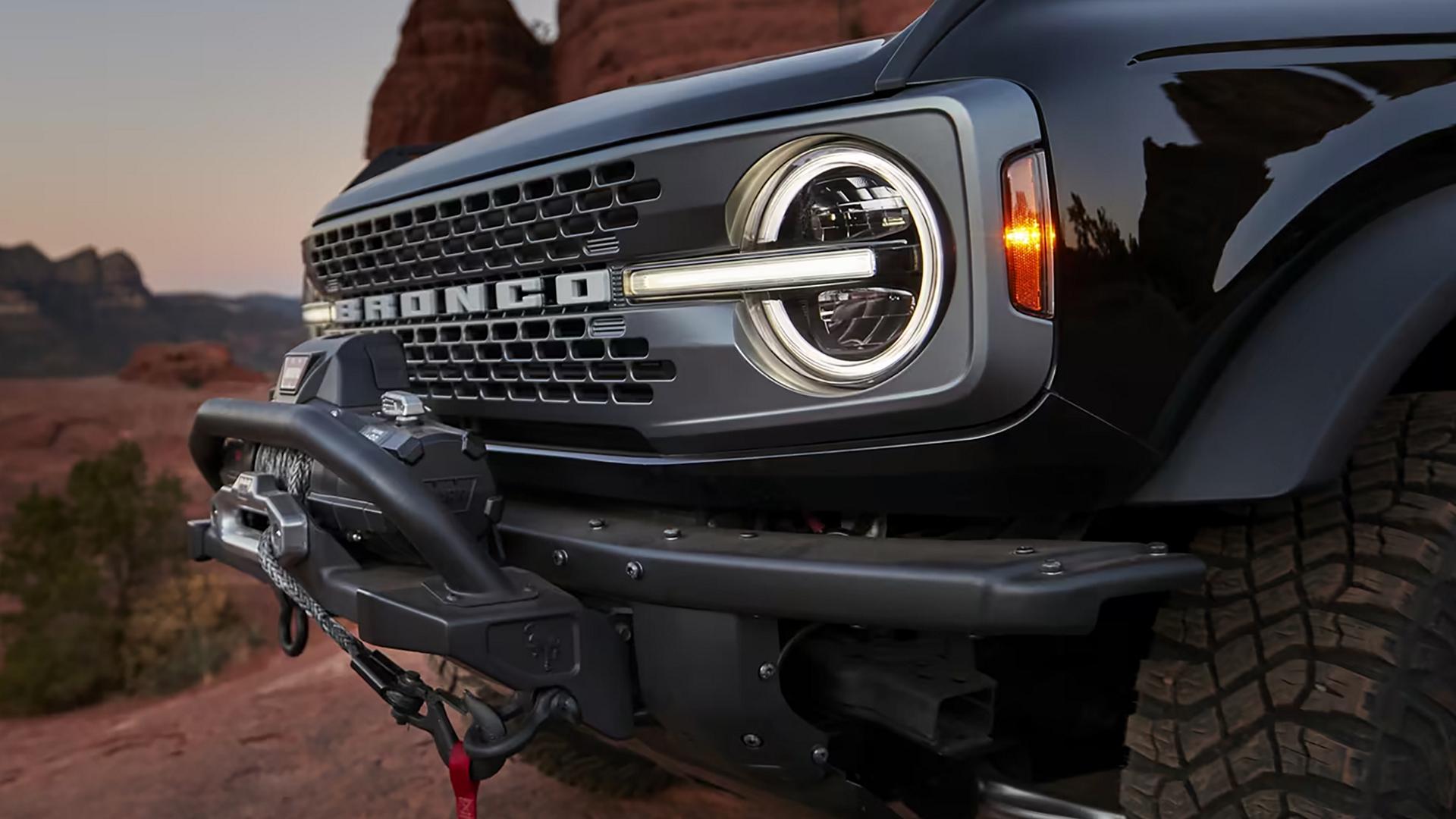 A close-up of the front fascia of a 2026 Ford Bronco® SUV