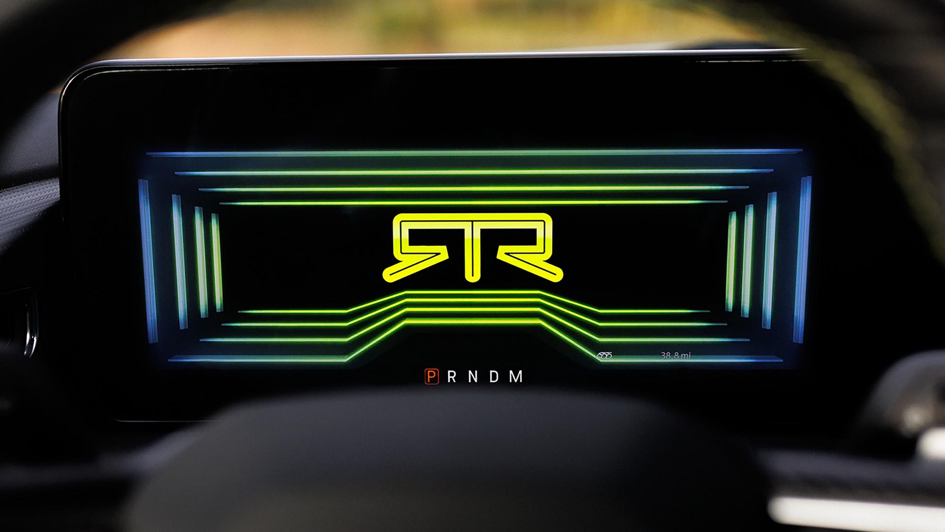 2026 Ford Mustang® EcoBoost® fastback with available Mustang® RTR® Package and logo on the 12.4-inch LCD cluster display