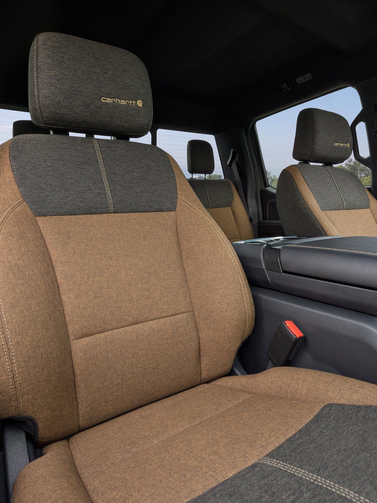 Close-up of the seat on a 2027 Ford F-150® XLT pickup with the Carhartt® Package