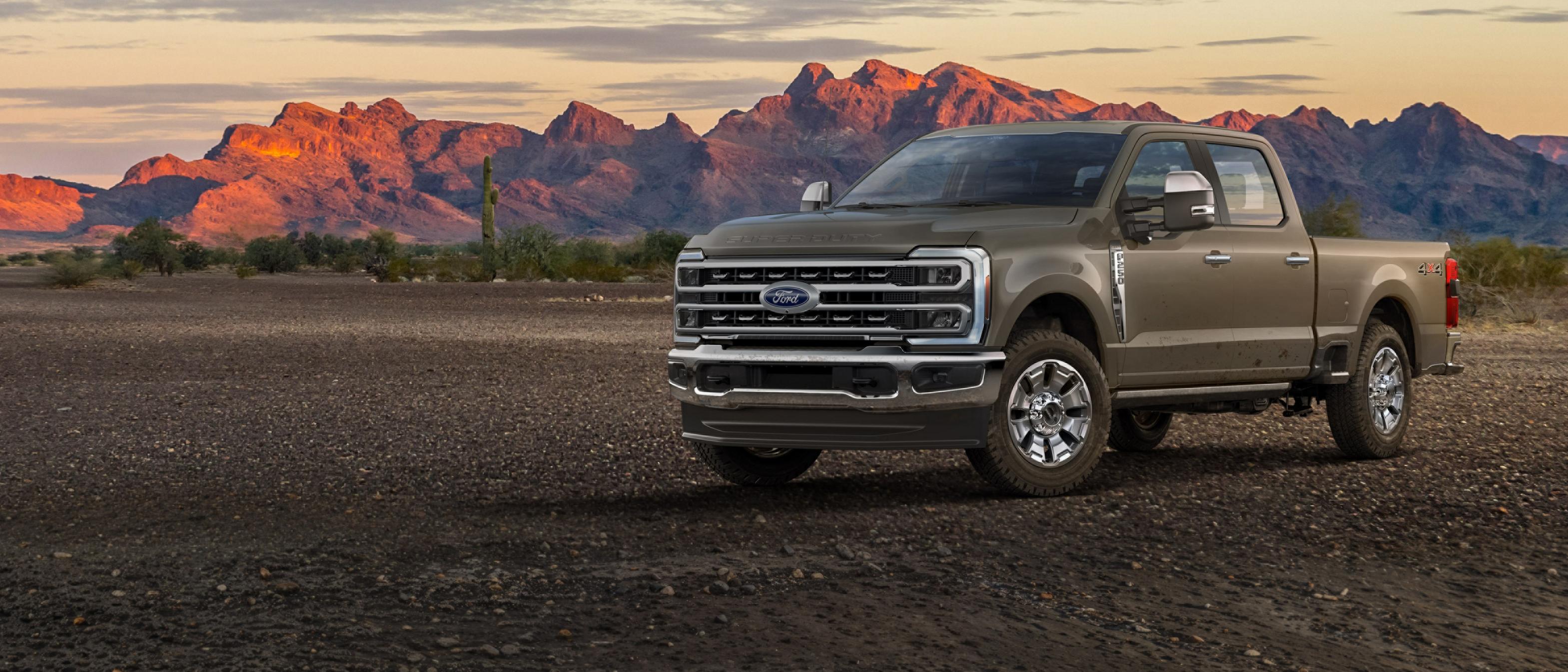 2026 Ford Super Duty® F-250® King Ranch® truck parked on a dirt road in the mountains