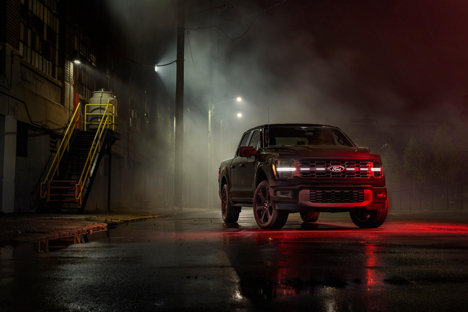 2026 Ford F-150® Lobo Package pickup parked under a street light at night