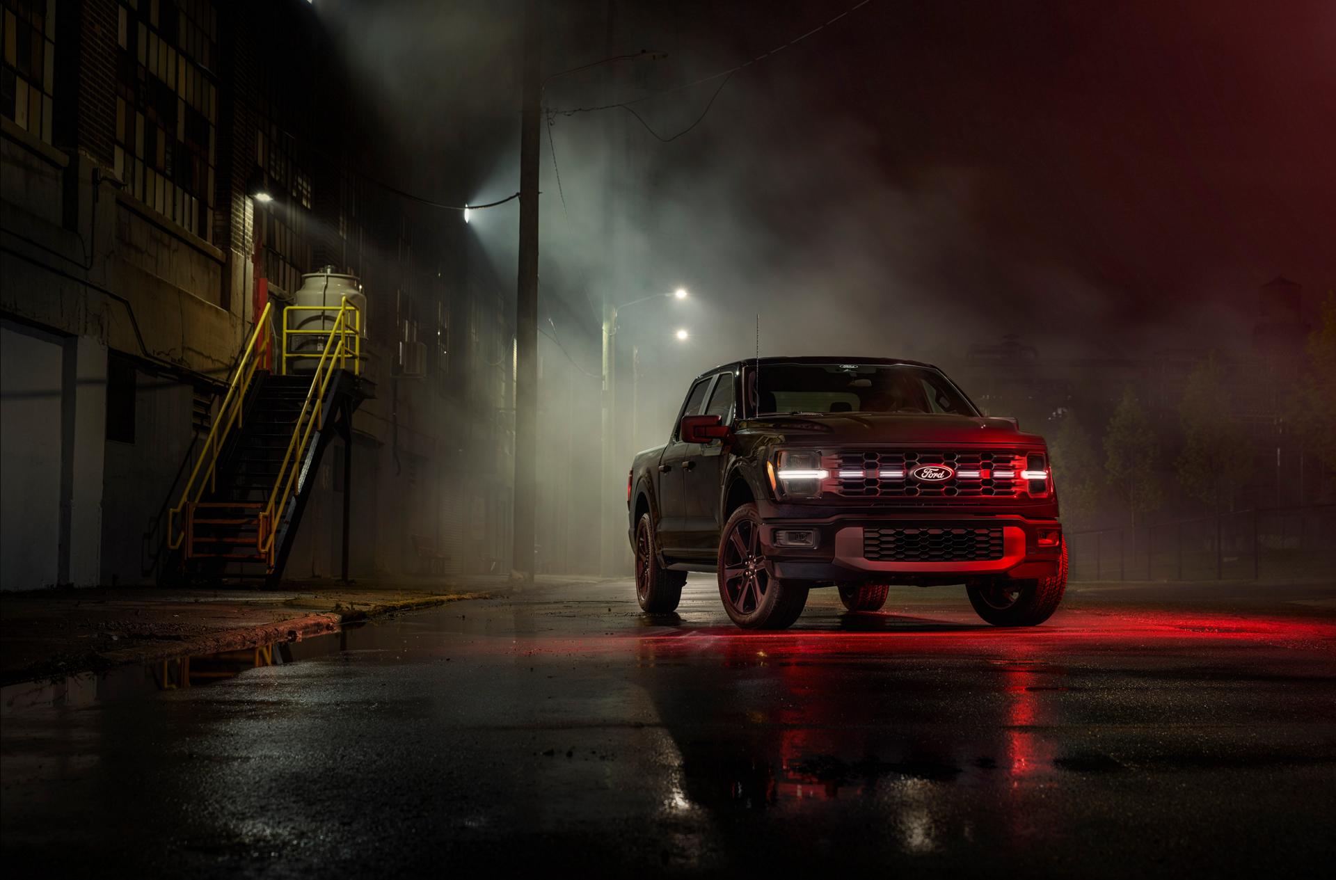 2026 Ford F-150® Lobo Package pickup parked under a street light at night