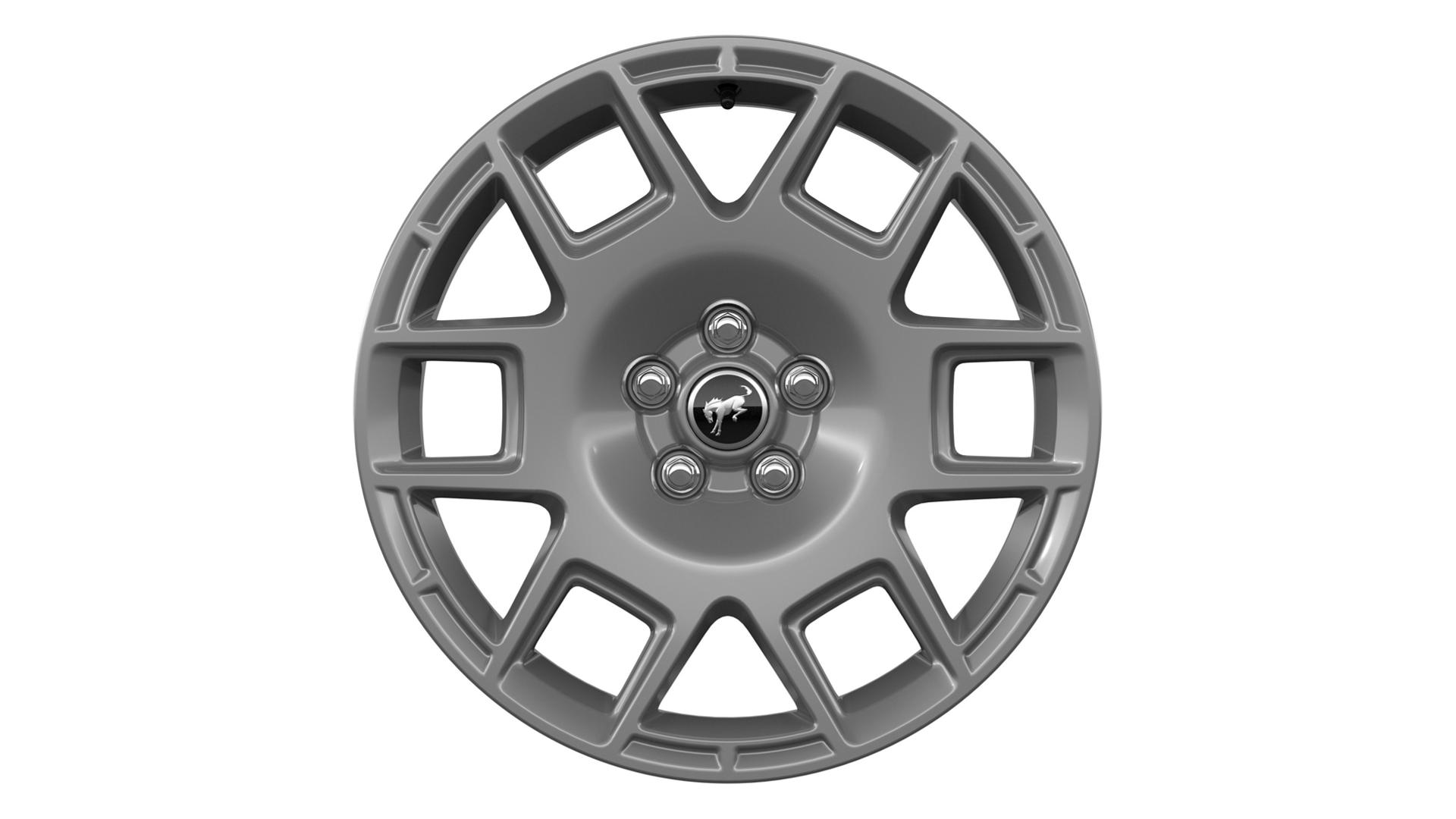 An 18-inch mid-gloss dark gravity Grey-painted aluminum wheel on a white background