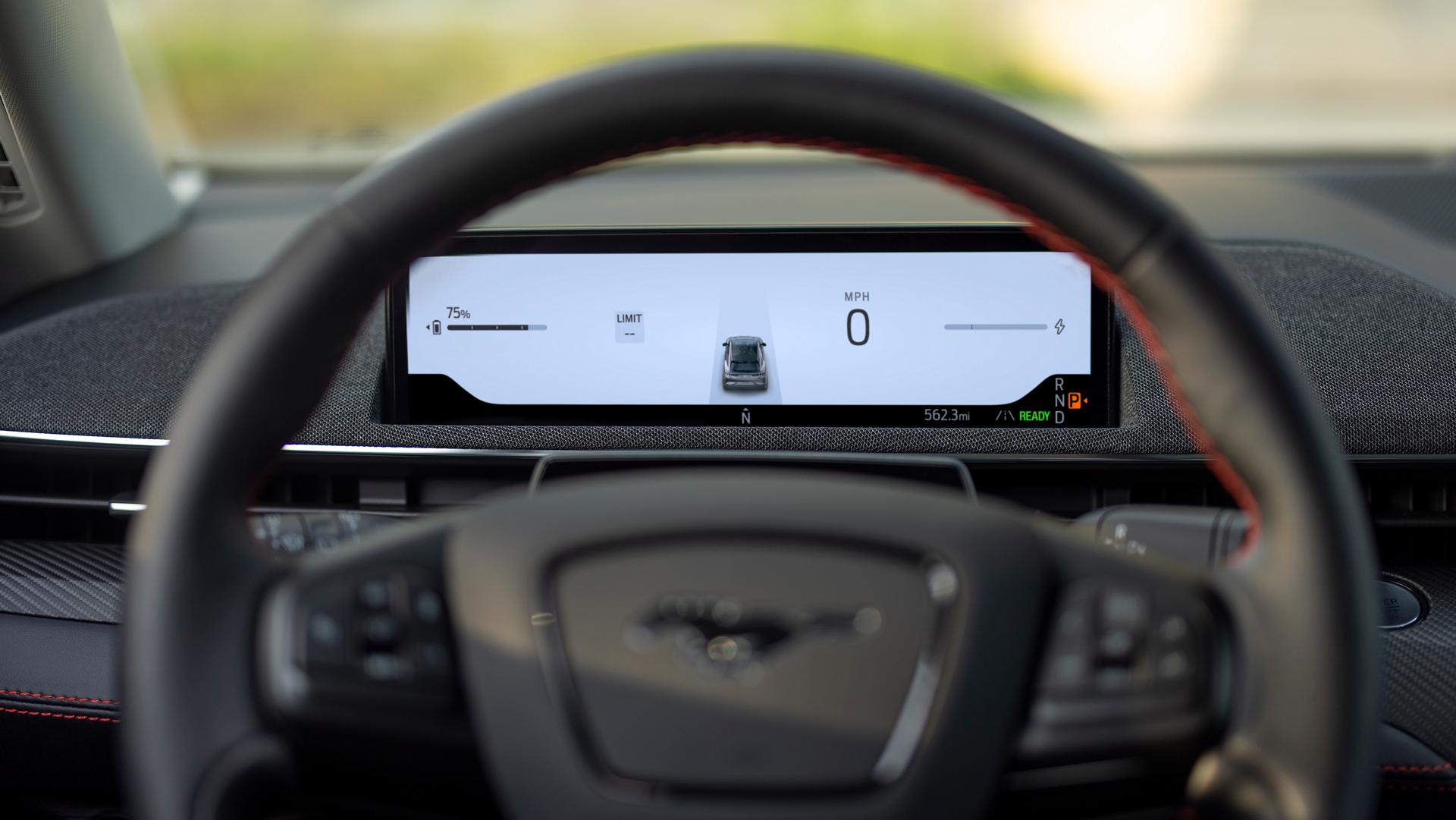 Steering wheel and driver-facing camera in the 2025 Ford Mustang Mach-E®