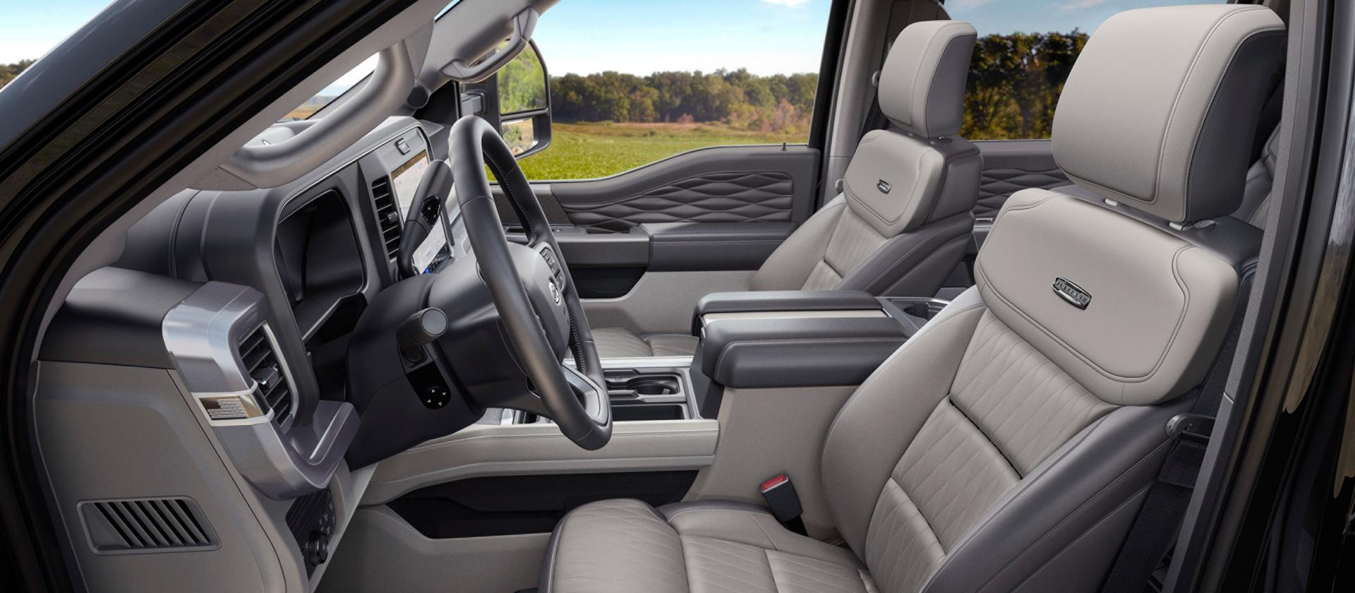 Side view of the 2027 Ford Super Duty® Platinum® Plus Package interior
