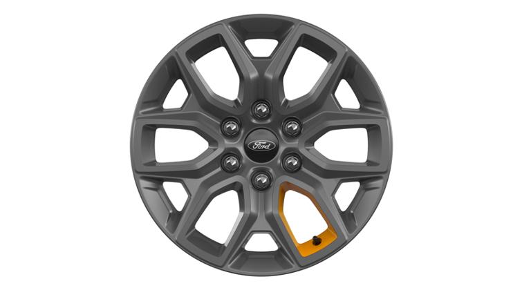 18" x 8.5" Dark Carbonized Grey-painted aluminum wheel with Electric Spice pocket 