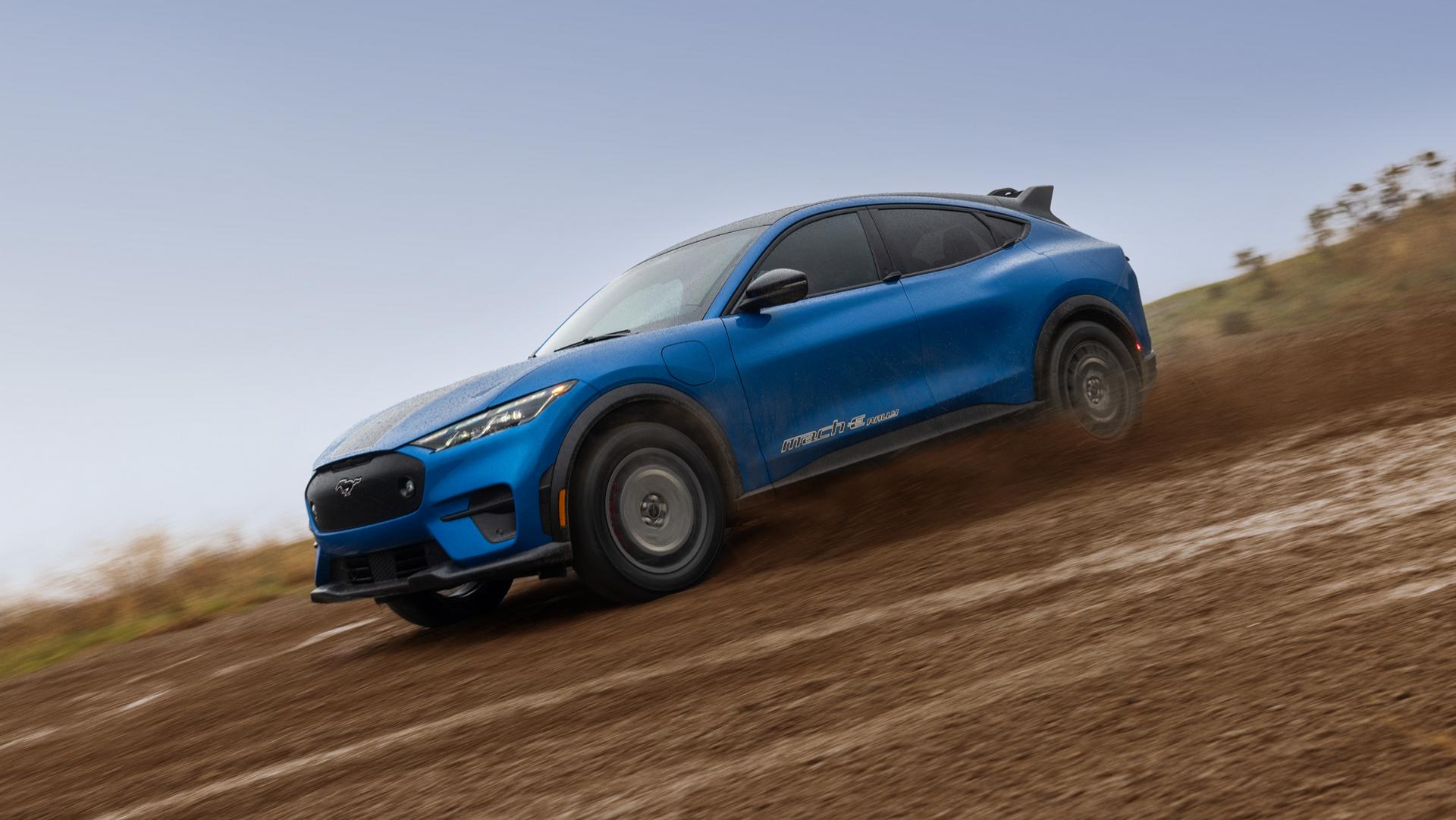 2026 Ford Mustang Mach-E® Rally model being driven off pavement