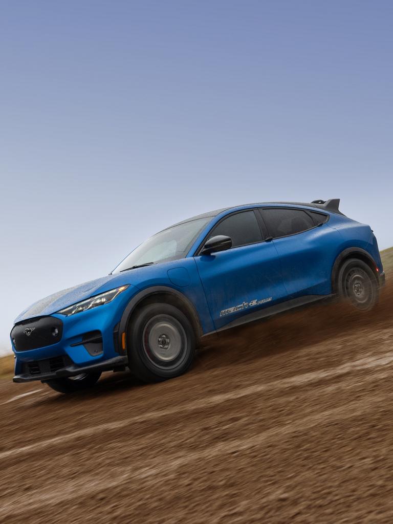 2026 Ford Mustang Mach-E® Rally model being driven off pavement