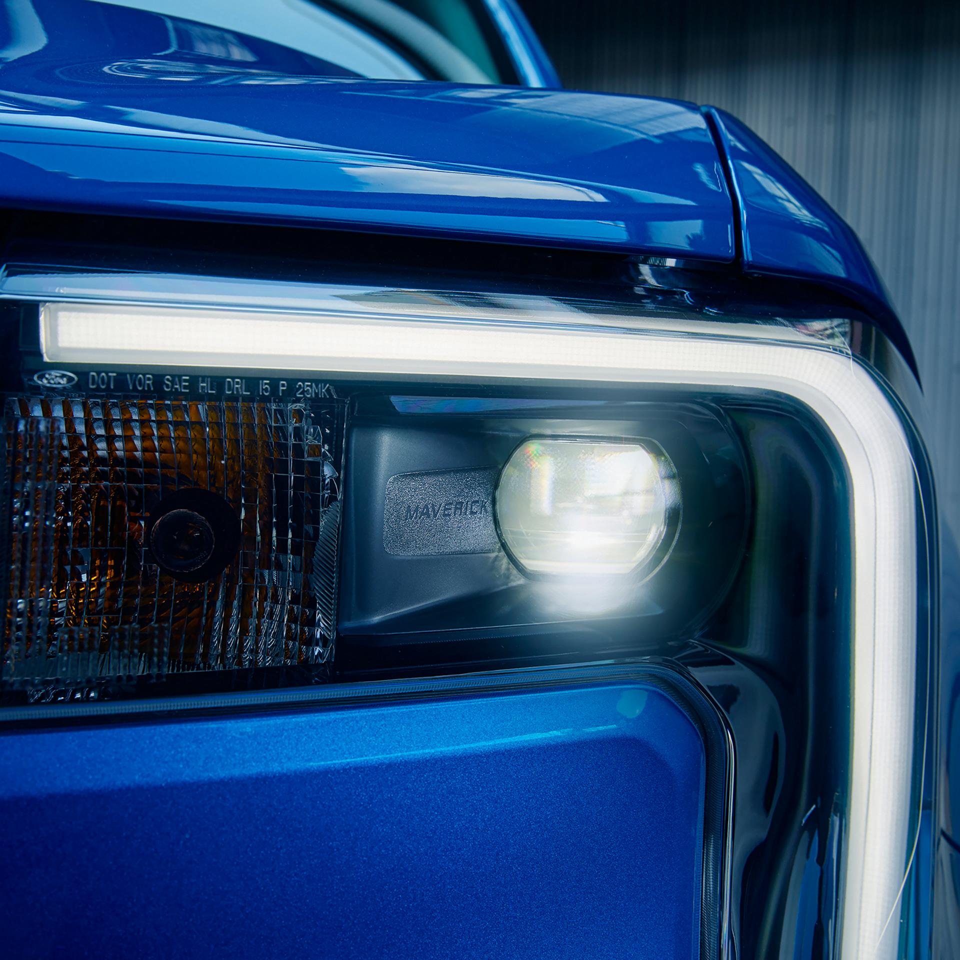 Close-up of the headlamp of a 2026 Ford Maverick® Lobo™ pickup