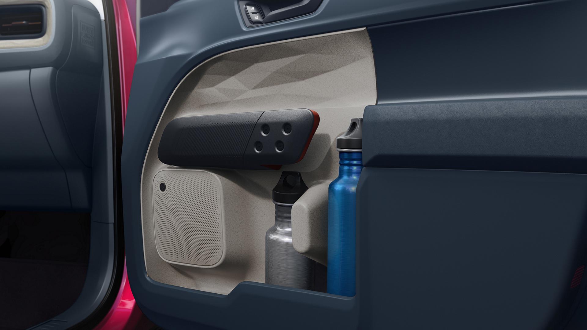 Close-up of the in-door storage on a 2026 Ford Maverick® pickup