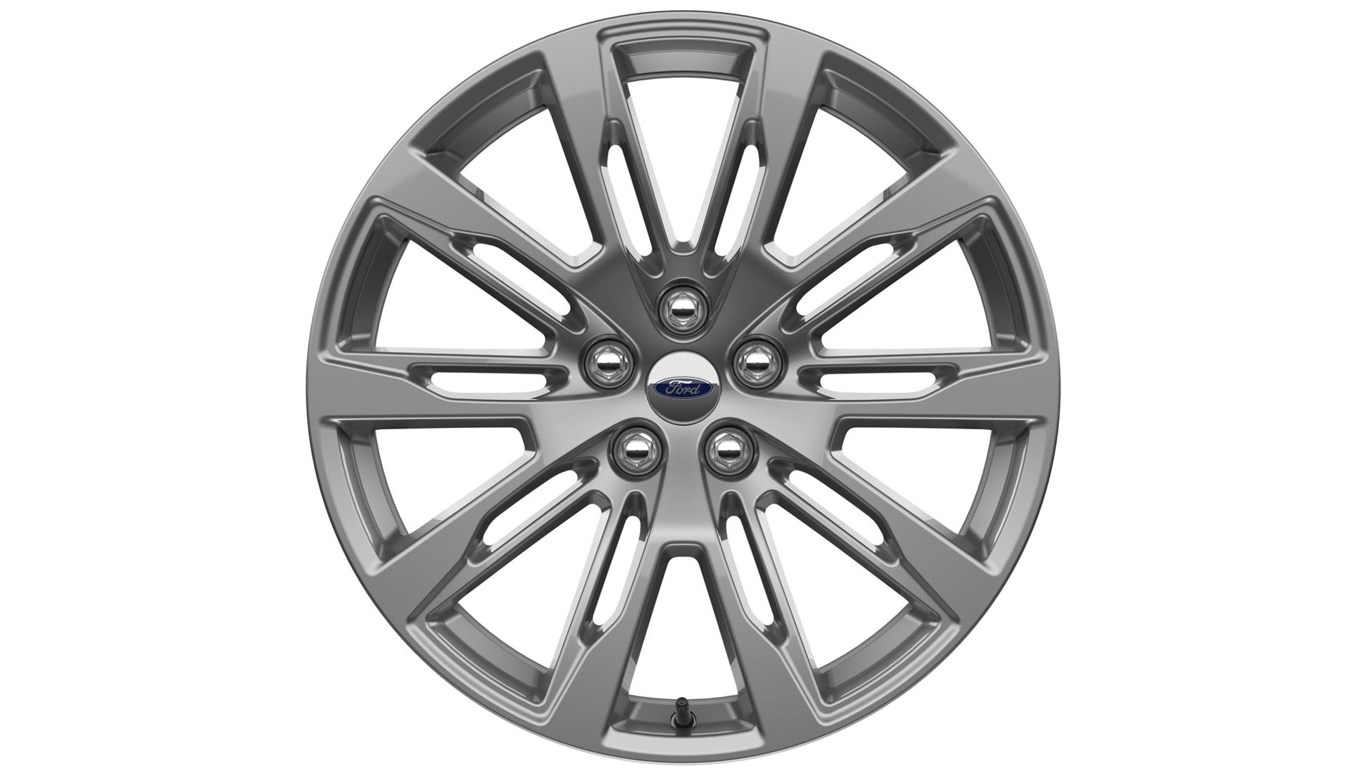 A 20-inch Lustre Nickel-painted aluminum wheel on a white background