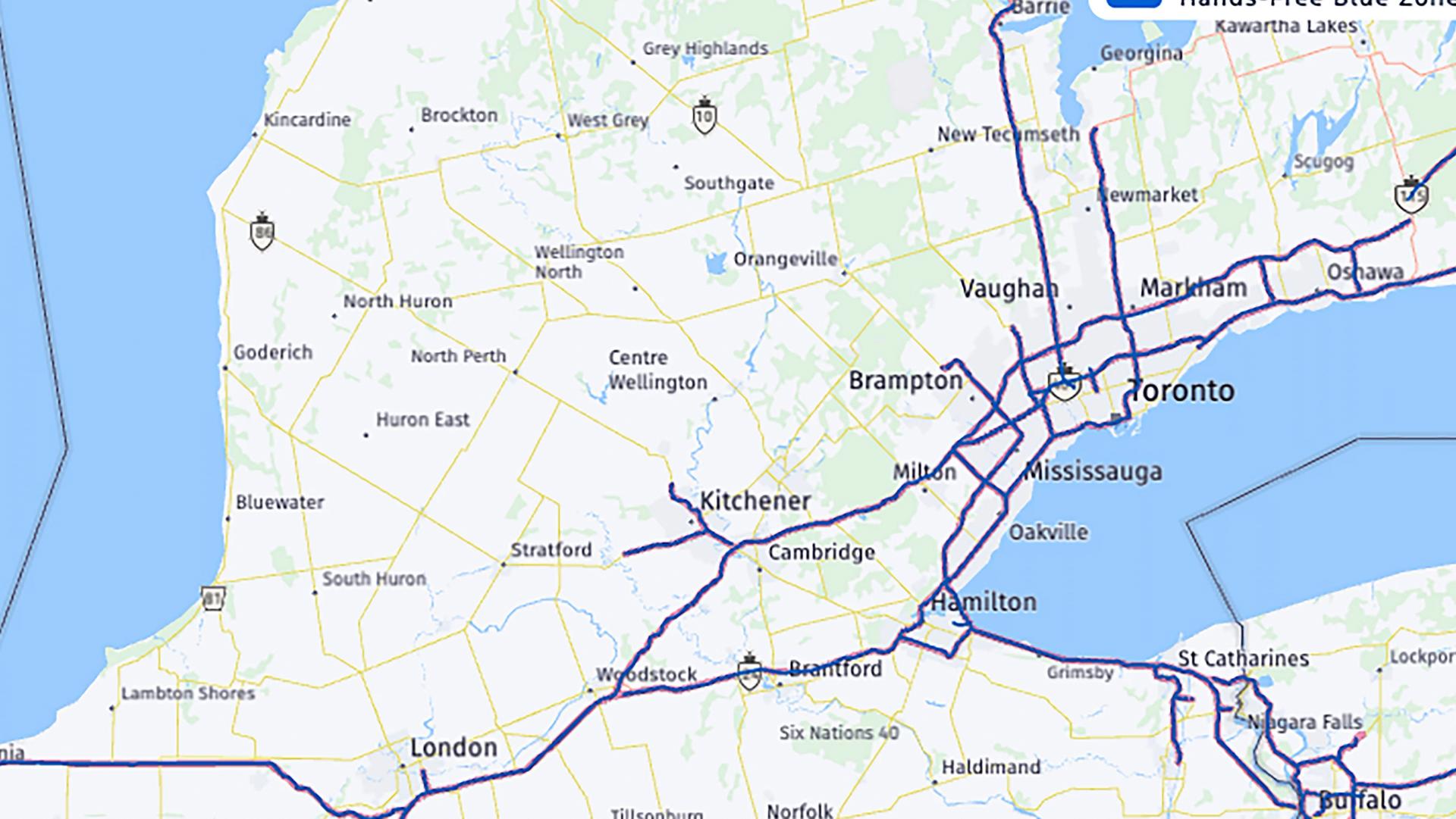 Ford BlueCruise map graphic