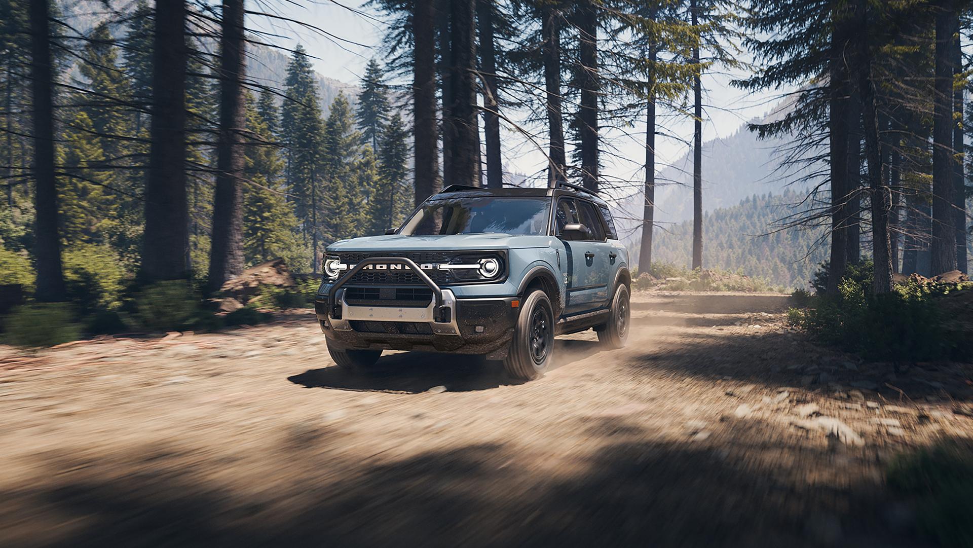A 2026 Ford Bronco Sport® SUV being driven on a dirt trail