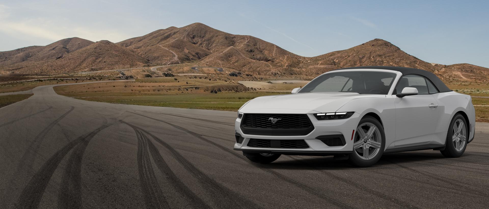 2026 Ford Mustang® EcoBoost® convertible parked on a closed course