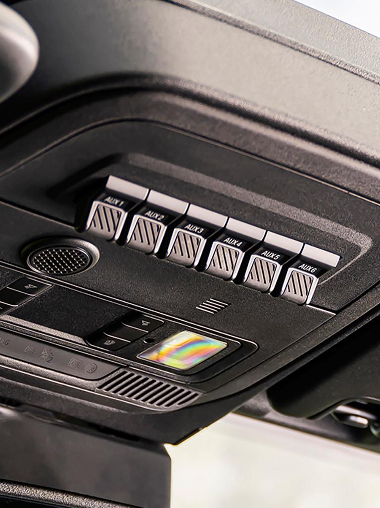 A close-up of the prewired auxiliary upfitter switches available on a 2026 Ford Bronco® SUV