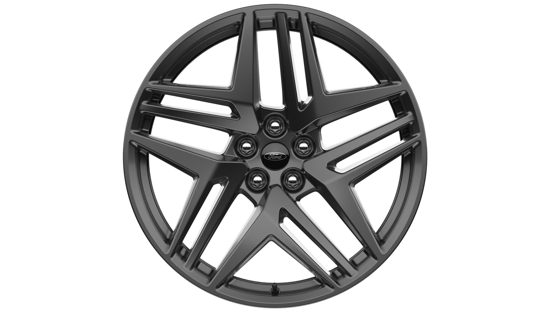 A 21-inch Magnetite-painted aluminum wheel on a white background