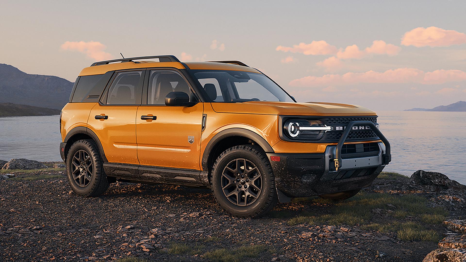 A 2026 Ford Bronco Sport® parked on gravel next to a lake